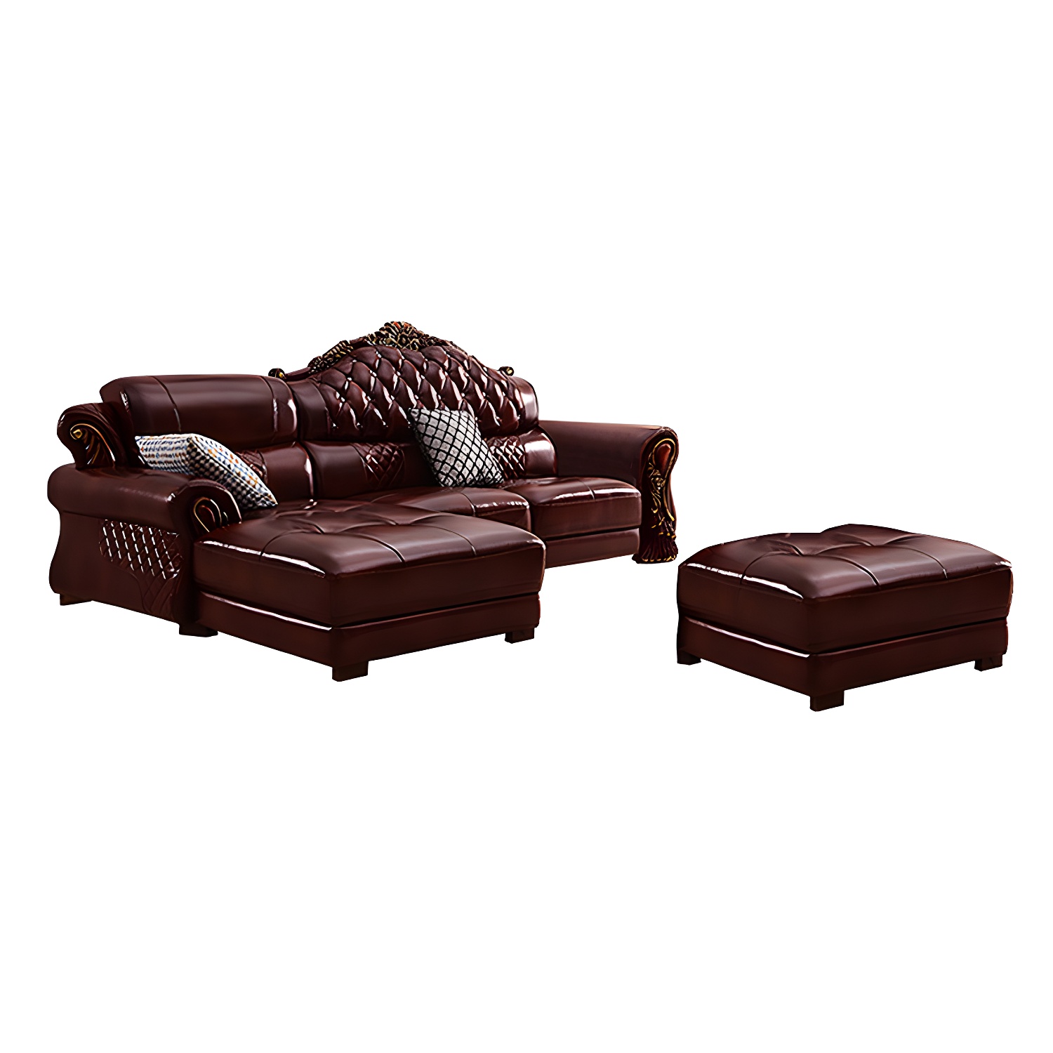 Rolled Arm Leather Sectional | Ormau - image 26