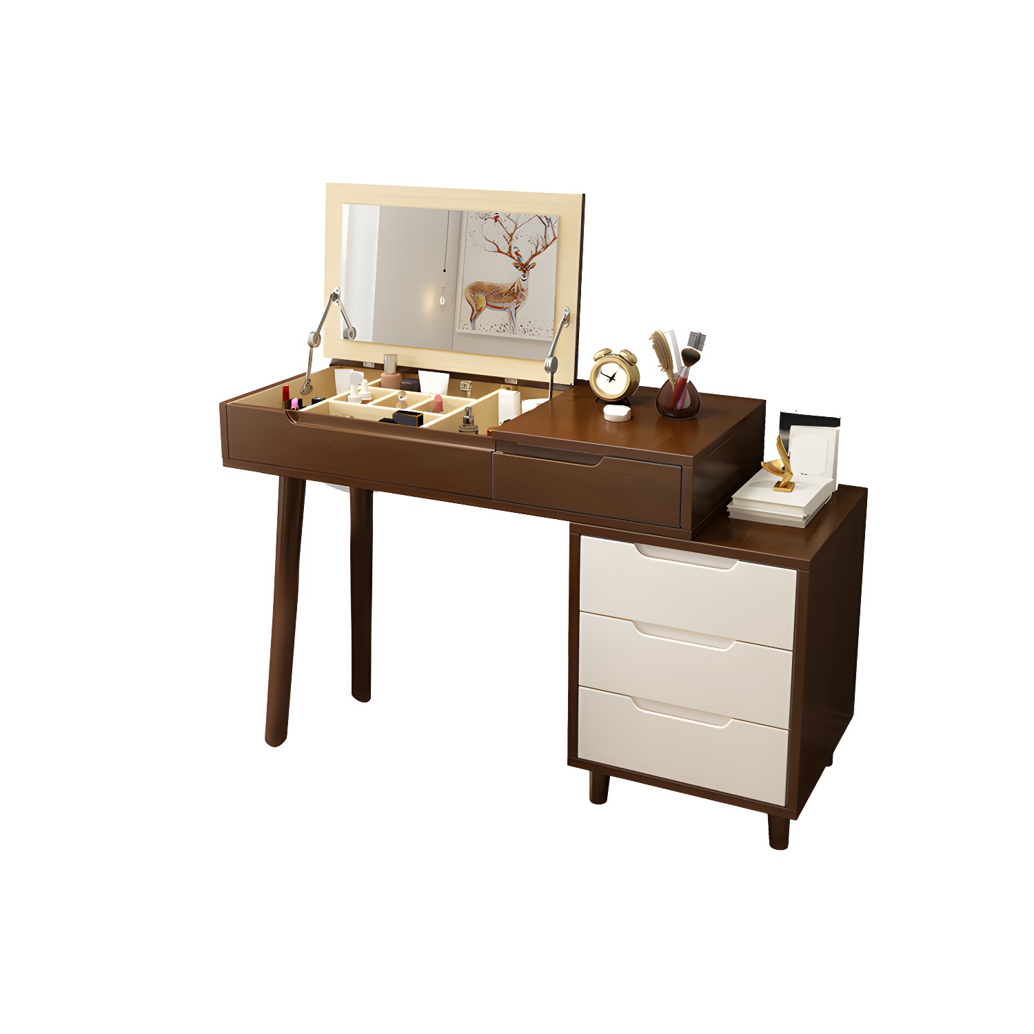 Solid Wood Makeup Vanity with Mirror | Ormau - image 9