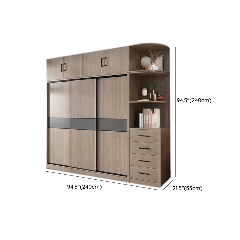 Rustic Brown Self-supporting Armoire Cabinet Pine with Shelves - image 33