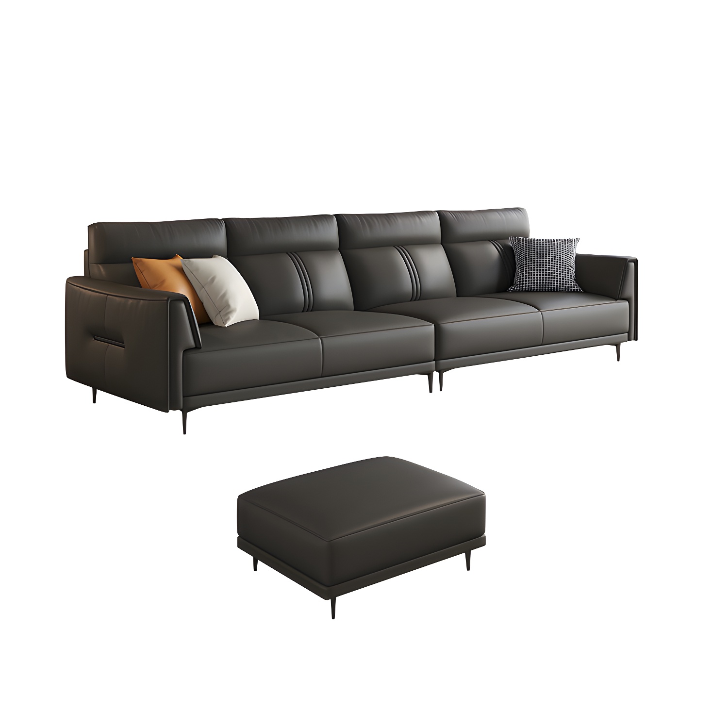 Leather Flared-Arm Sectional Sofa | Ormau - image 31