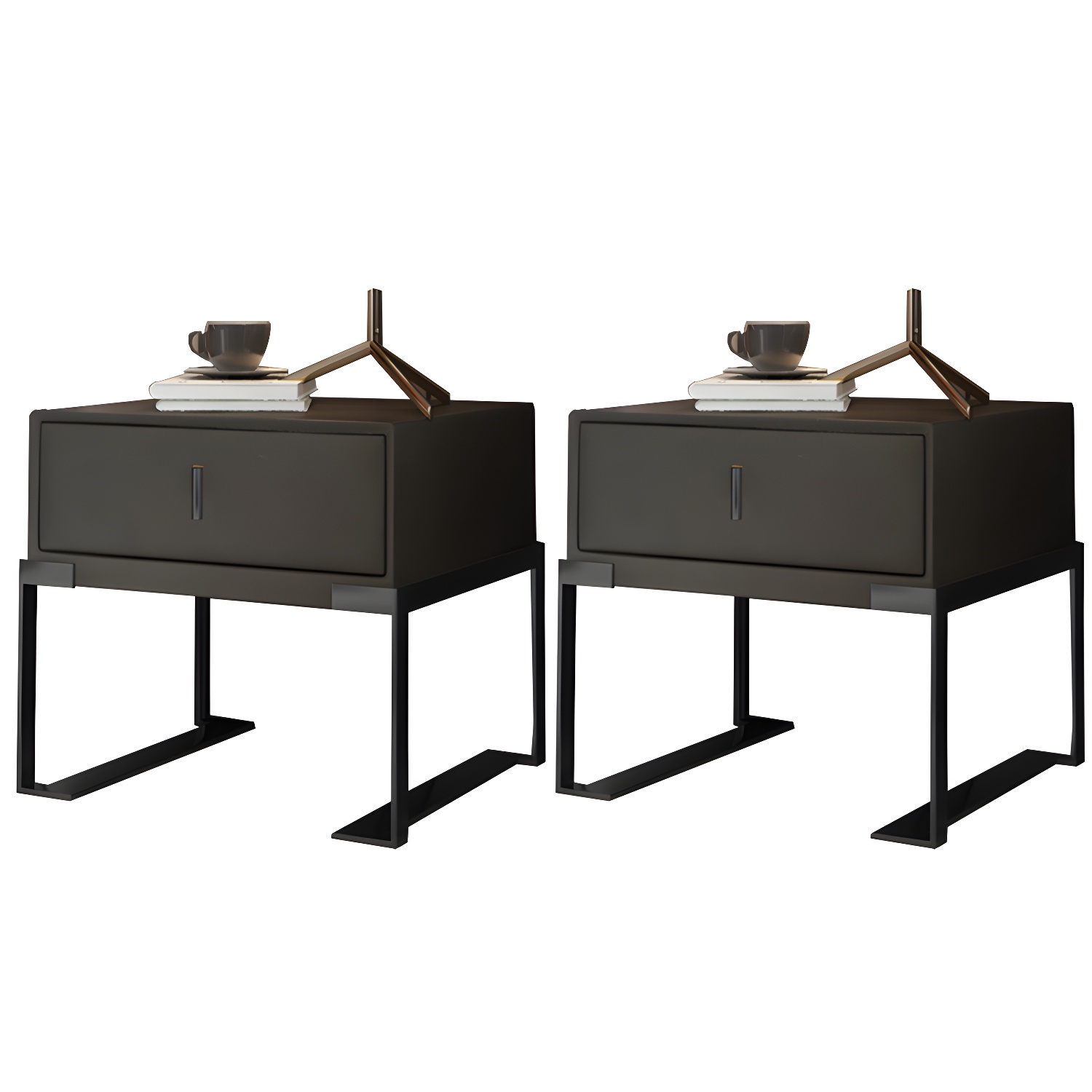 Leather Nightstand with Metal Legs | Ormau - image 52