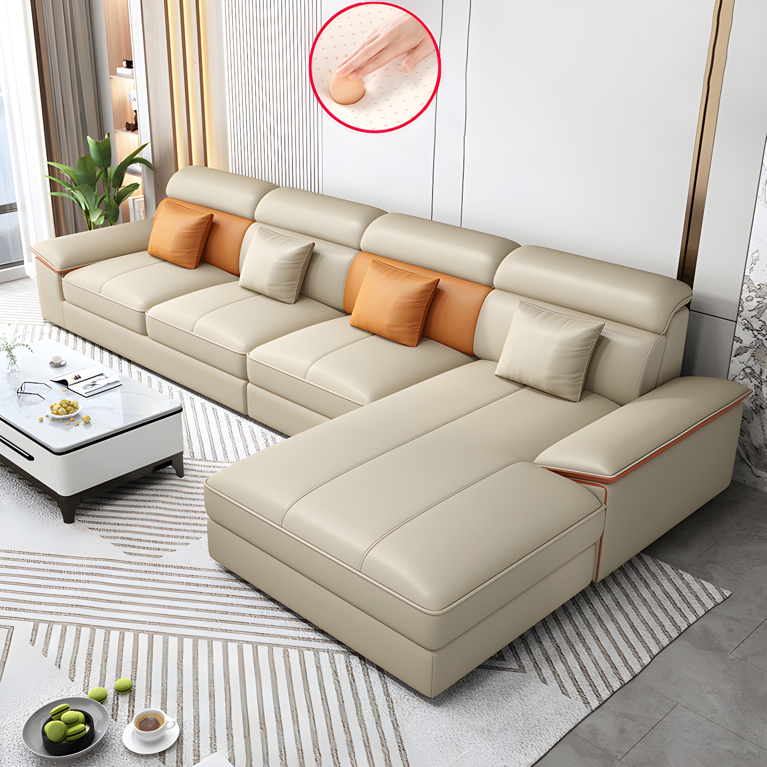 Modern L-Shape Sectional Sofa | Ormau - image 38