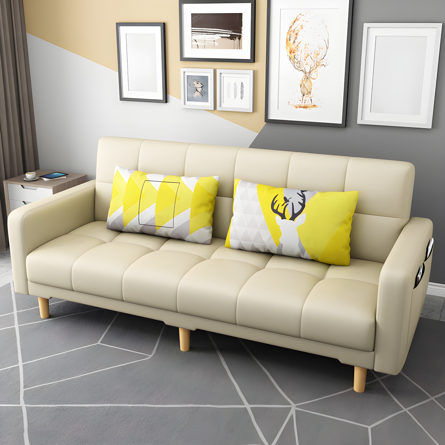 Square Arm Modern Storage Sofa with Biscuit Back Convertible Sofa for Living Room - image 28