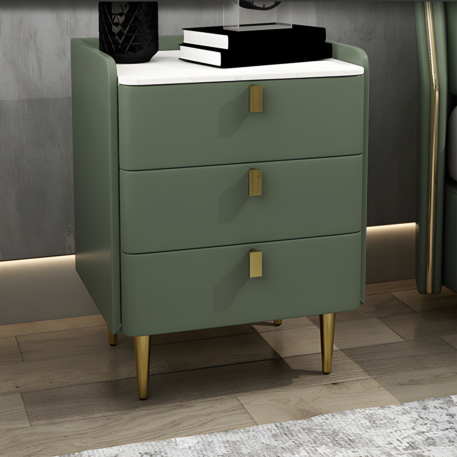 Modern Stone Top Nightstand | Ormau - image 1