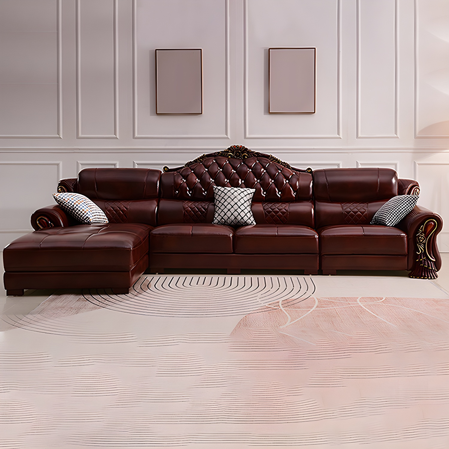 Rolled Arm Leather Sectional | Ormau - image 15