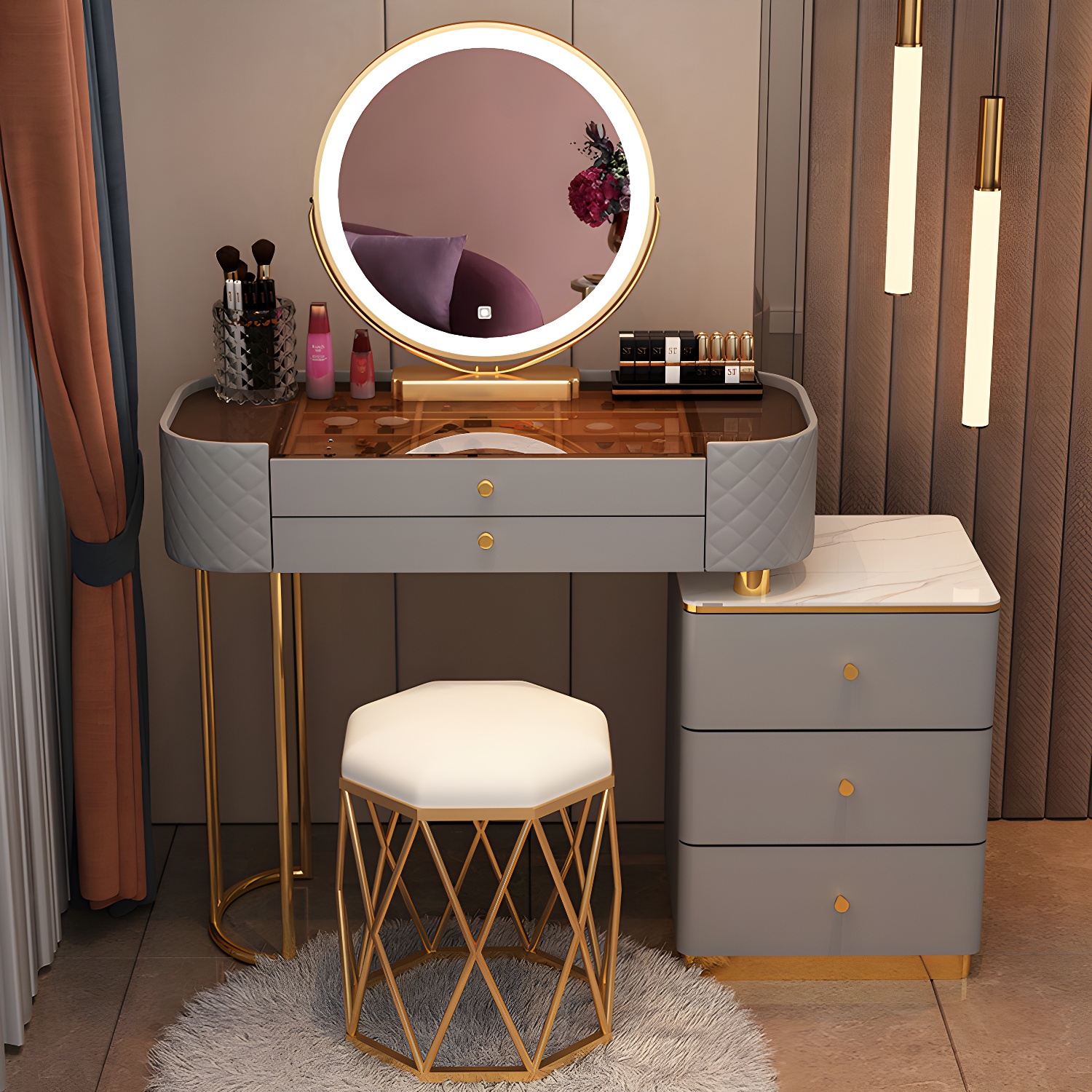 Lighted Vanity Table Set | Ormau - image 29