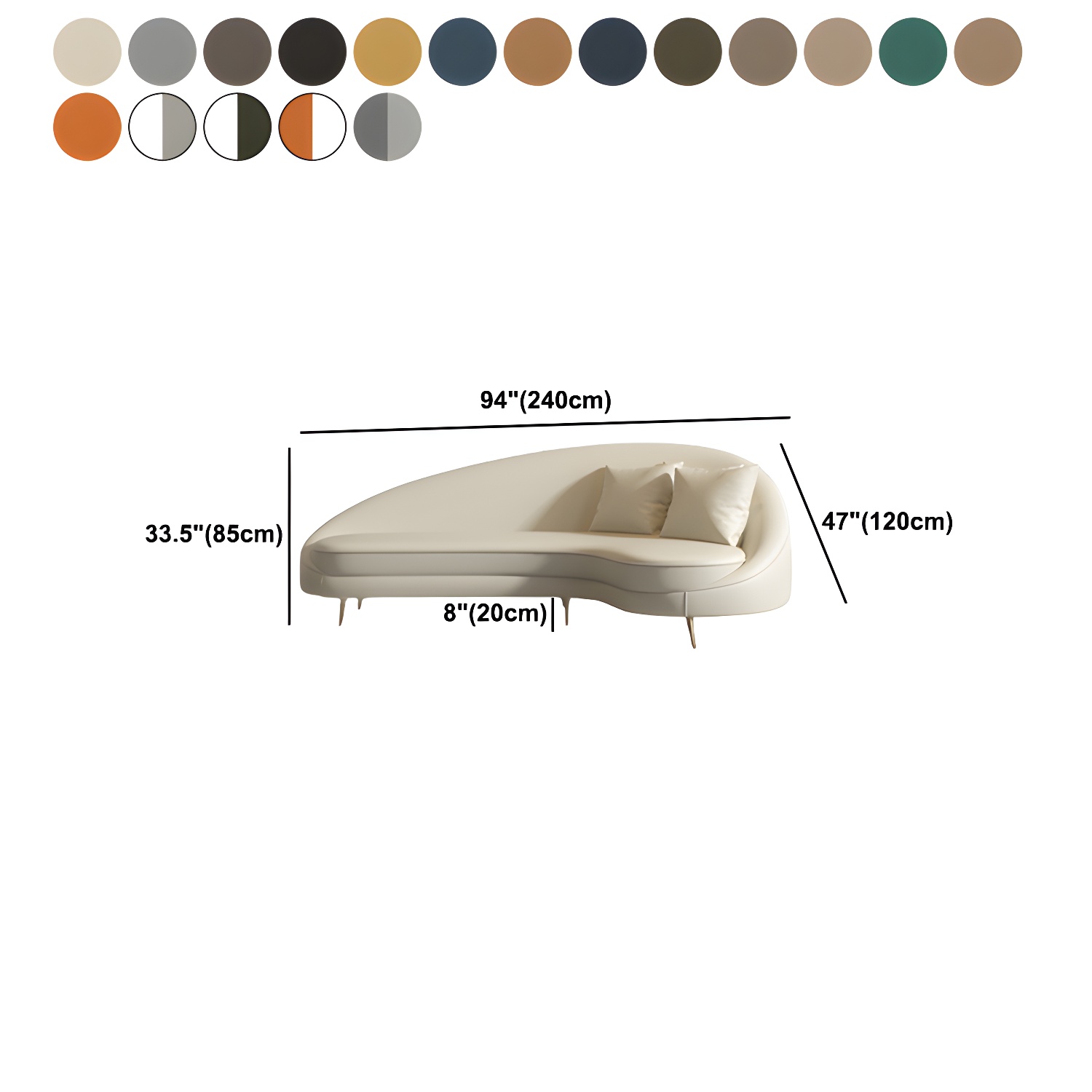 Curved Faux Leather Sofa | Ormau - image 34