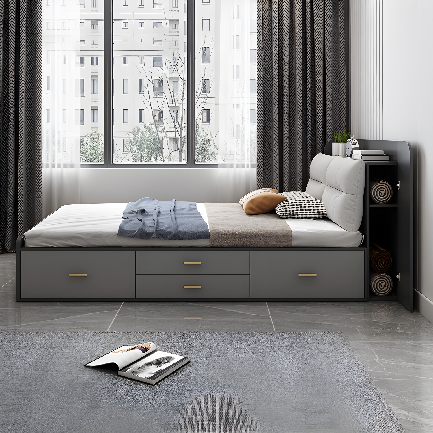 Upholstered Low Profile Bed | Ormau - image 7