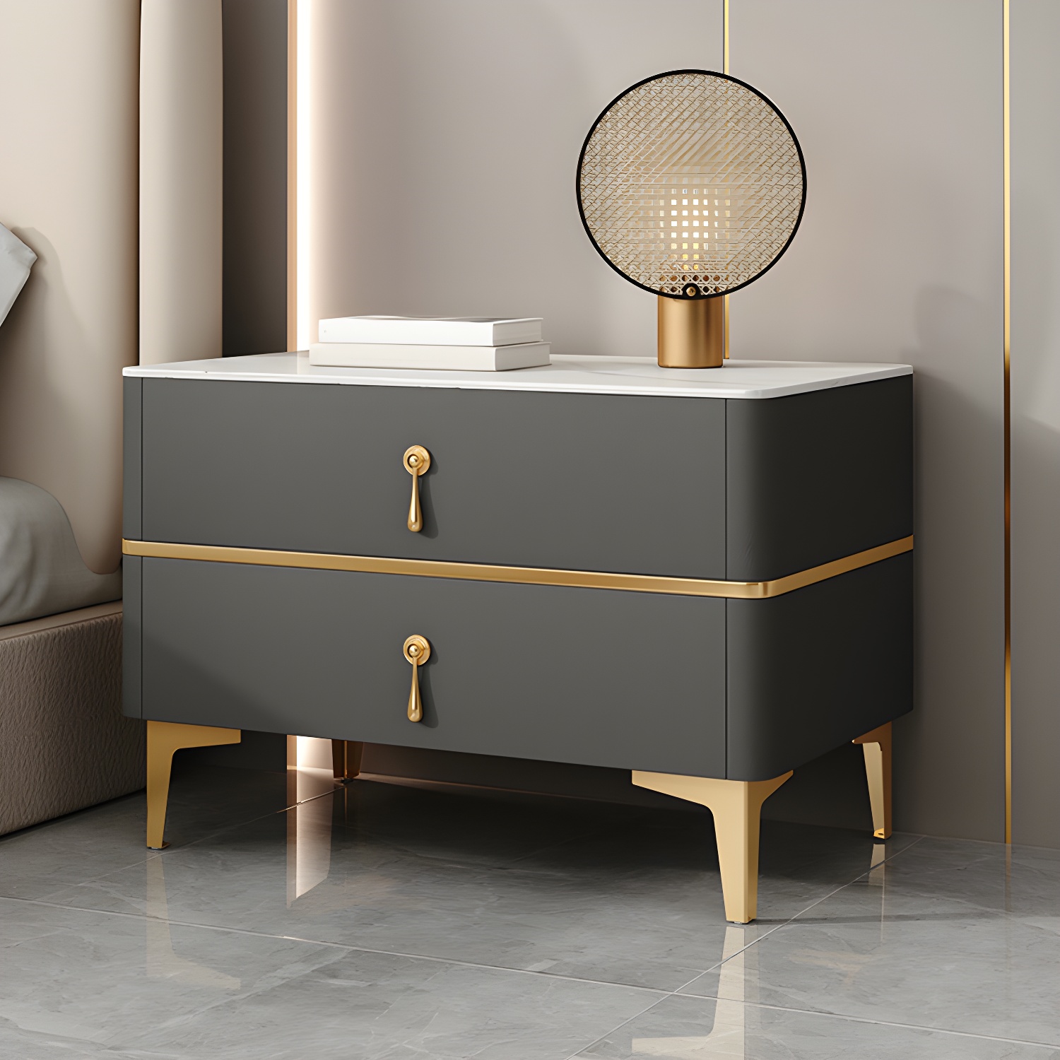 Glam Sintered Stone Nightstand | Ormau - image 2