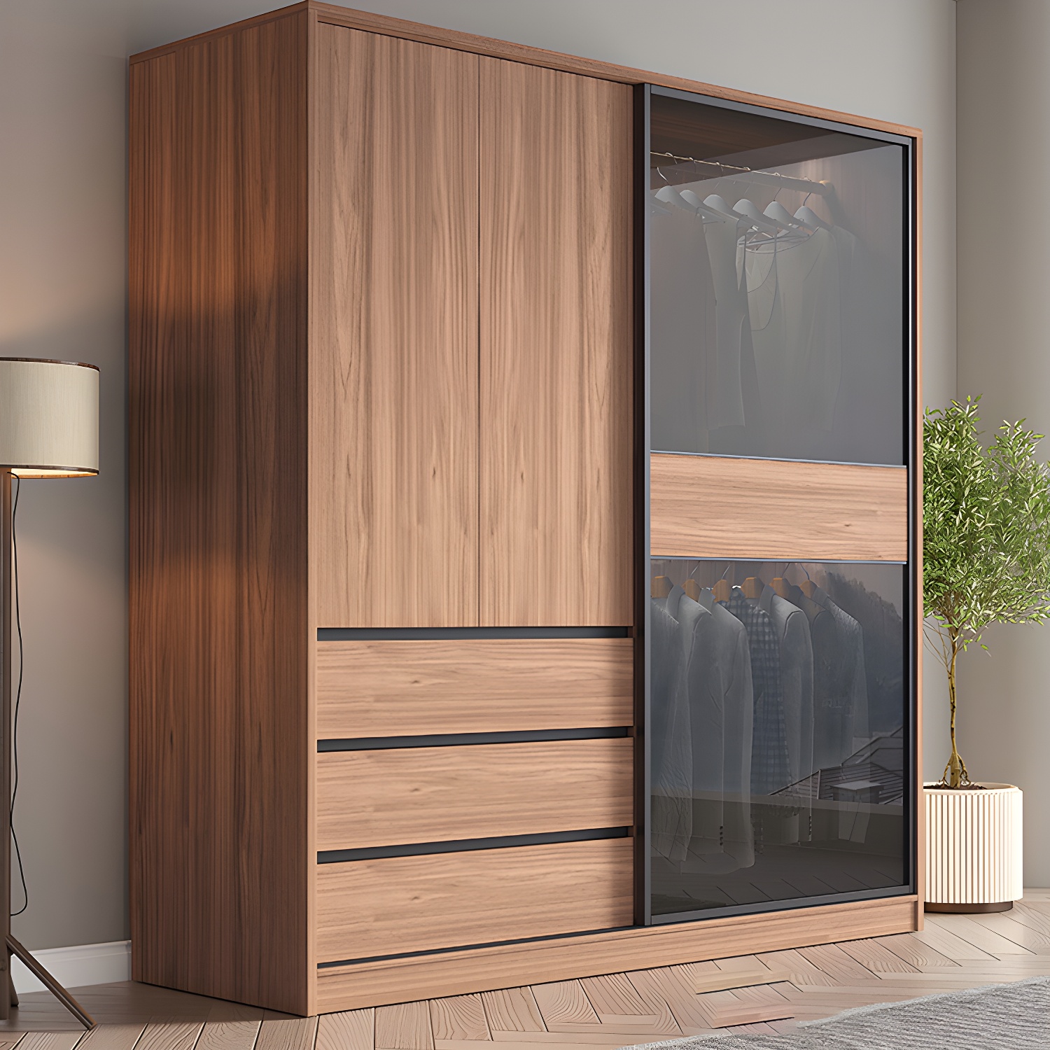 Glass & Wood Wardrobe Cabinet | Ormau - image 2