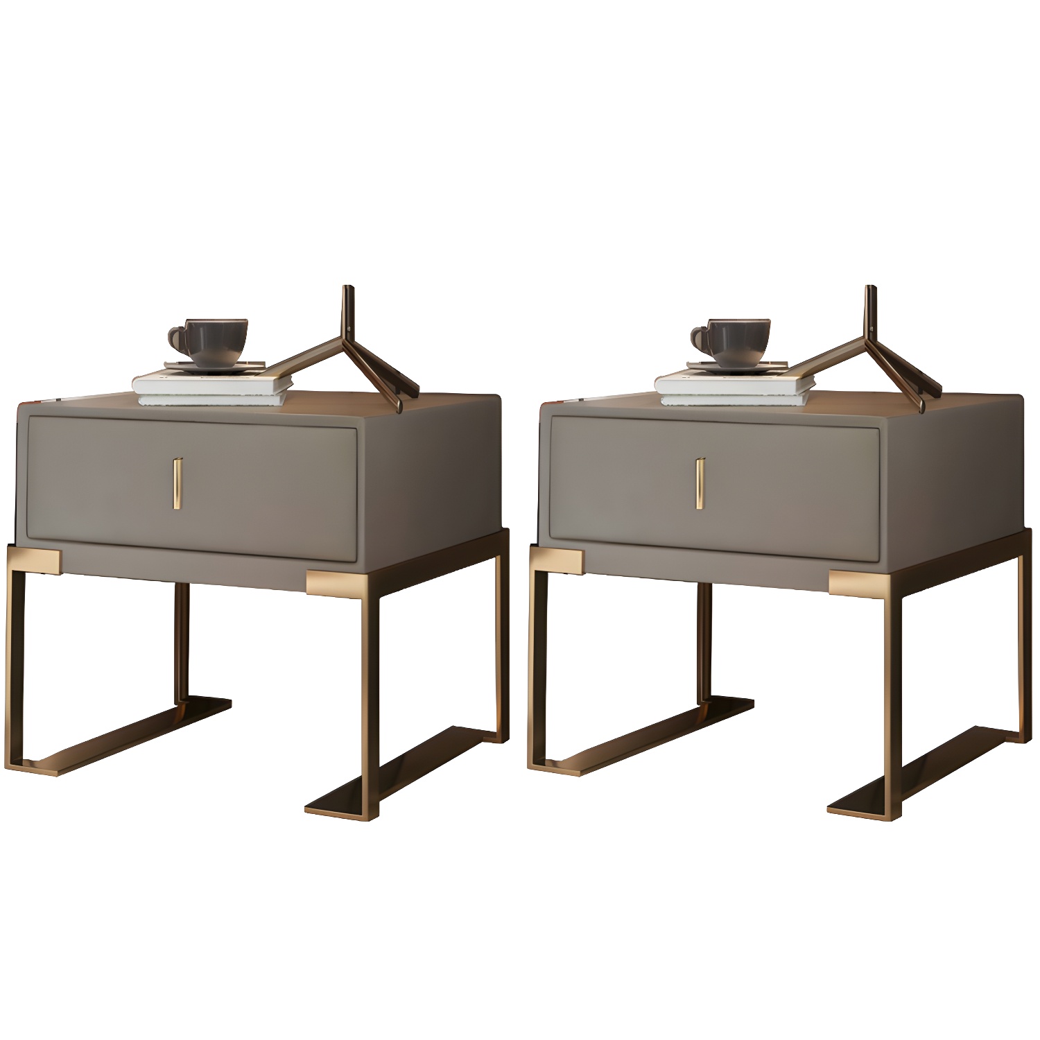 Leather Nightstand with Metal Legs | Ormau - image 47