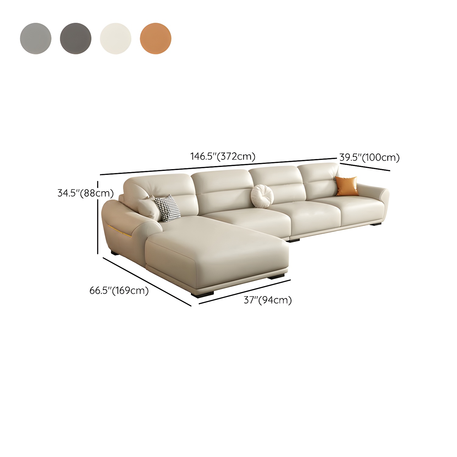 Modern Leather Sectional Sofa | Ormau - image 20