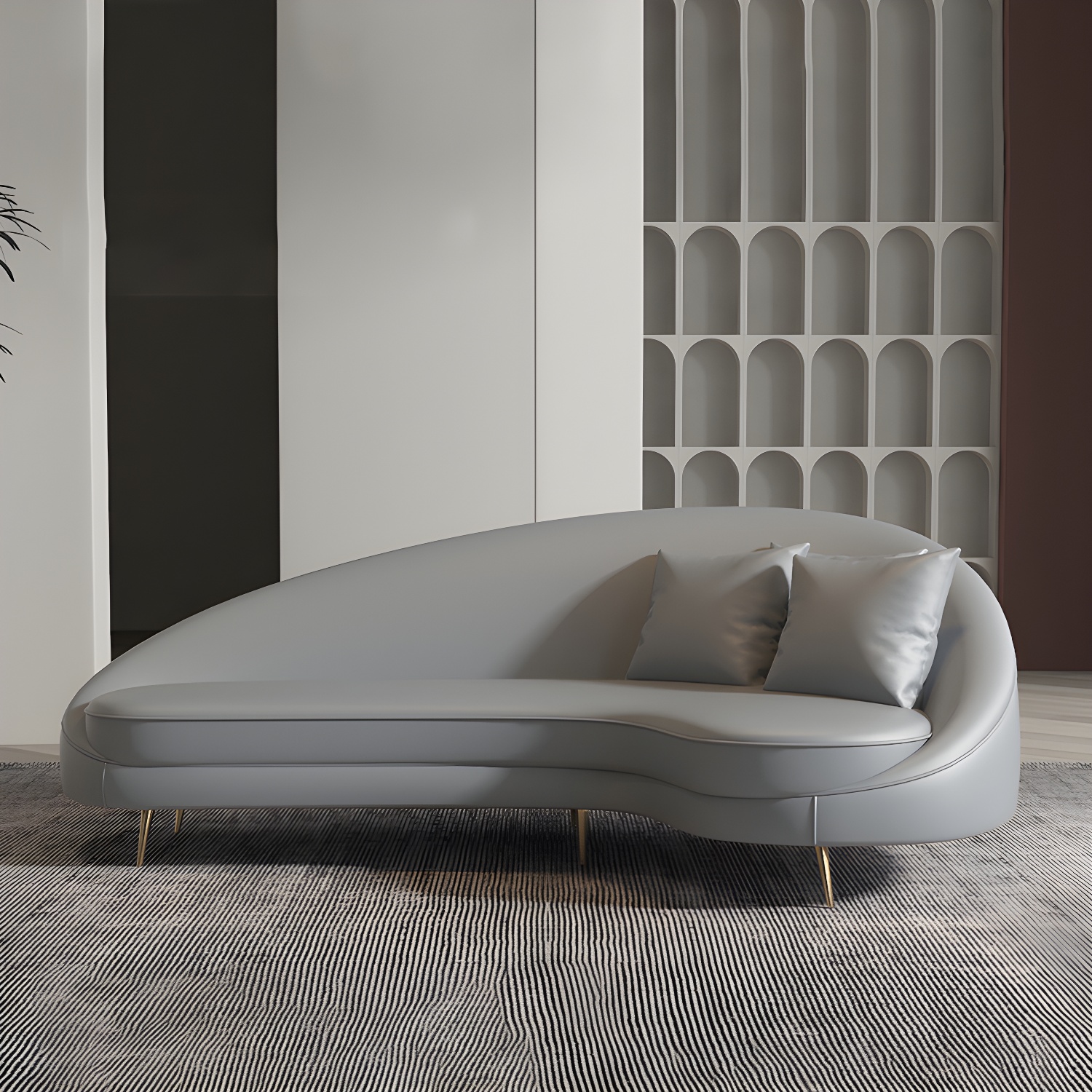 Curved Faux Leather Sofa | Ormau - image 14