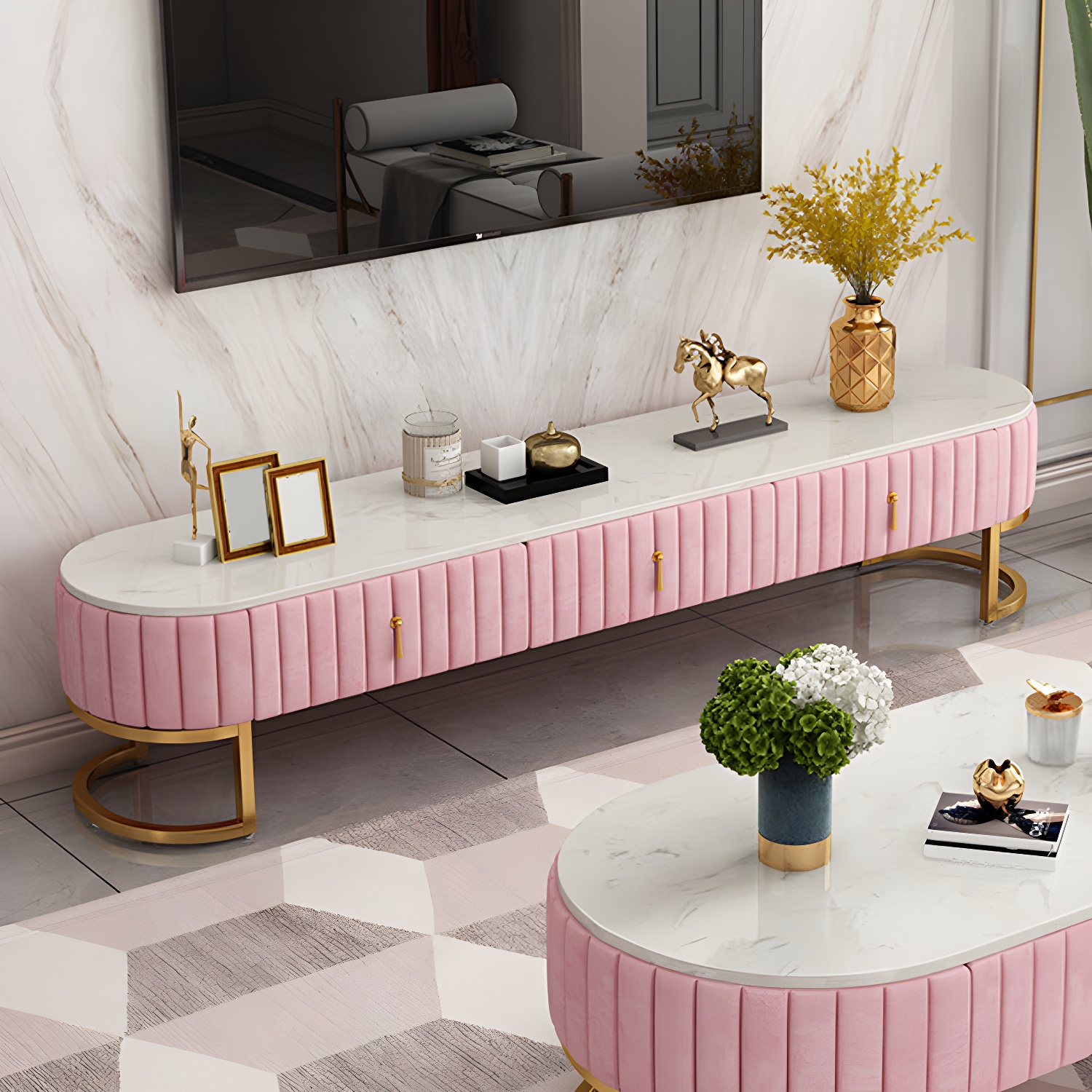 Glam Marble Media Console | Ormau - image 3