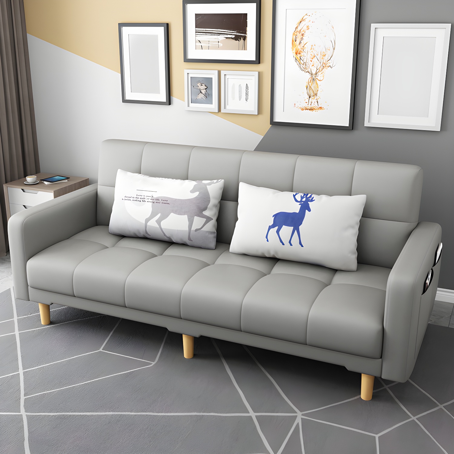 Square Arm Modern Storage Sofa with Biscuit Back Convertible Sofa for Living Room - image 29