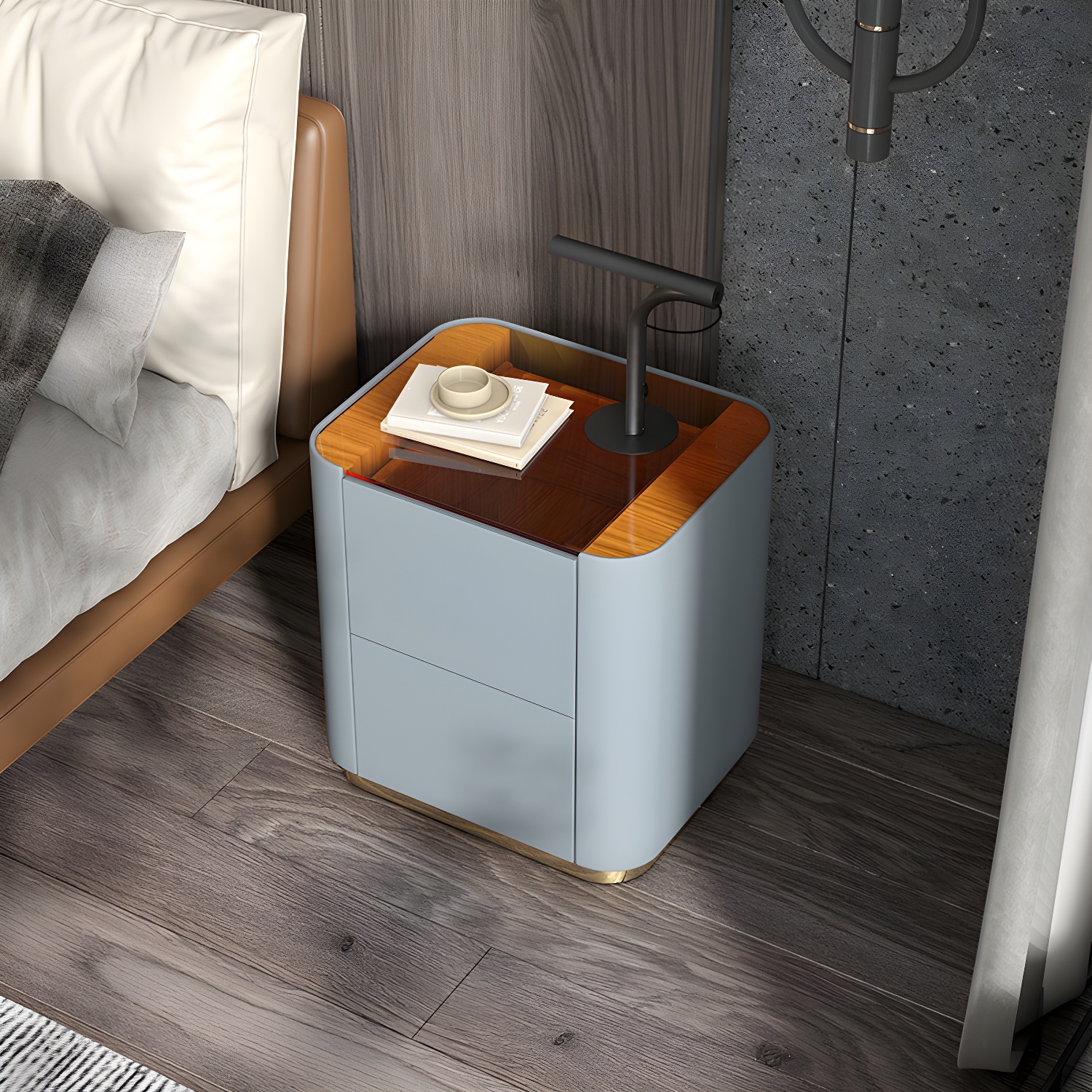 Modern Glass-Top Nightstand | Ormau - image 2