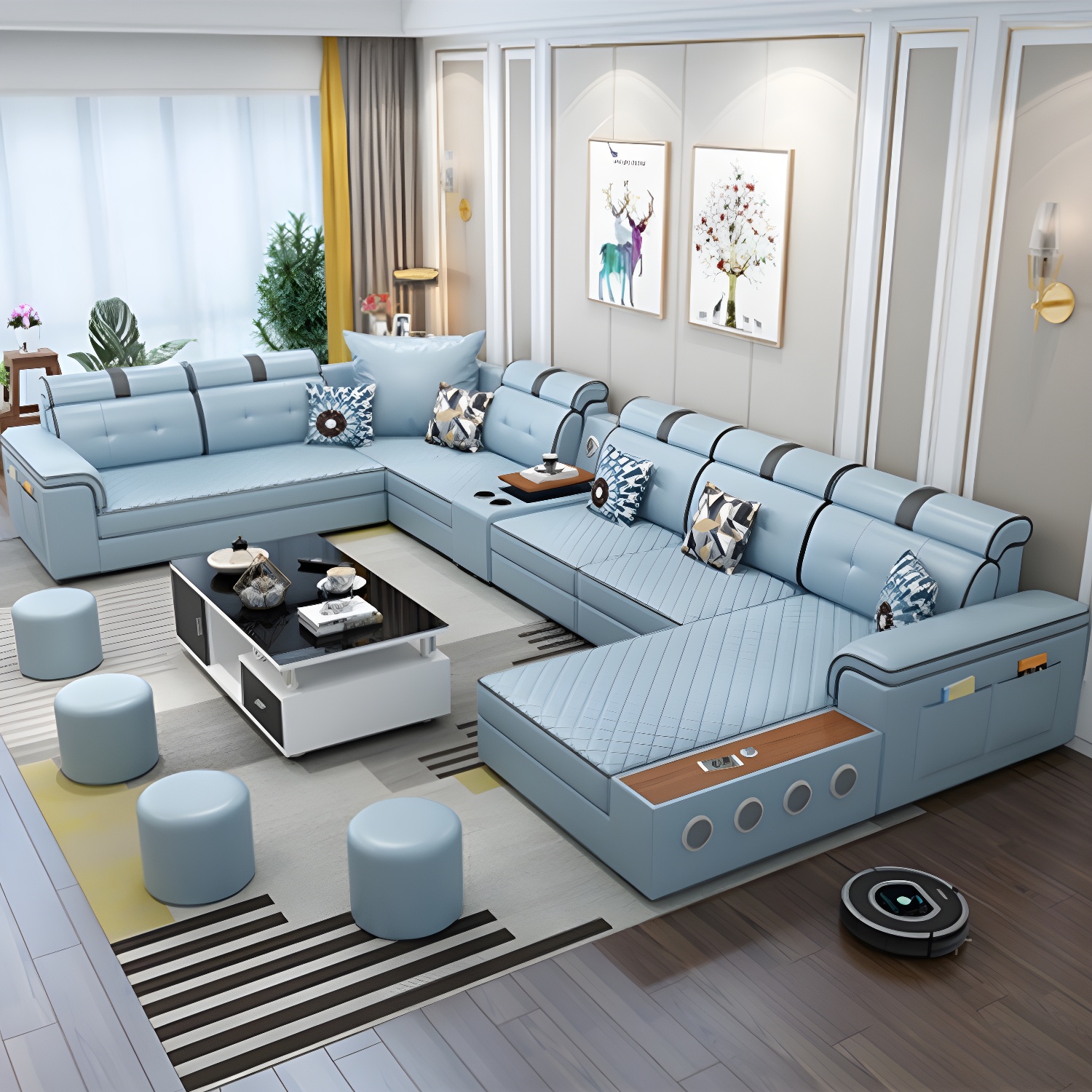 Modern Pillow Top Arm Sectional | Ormau - image 3