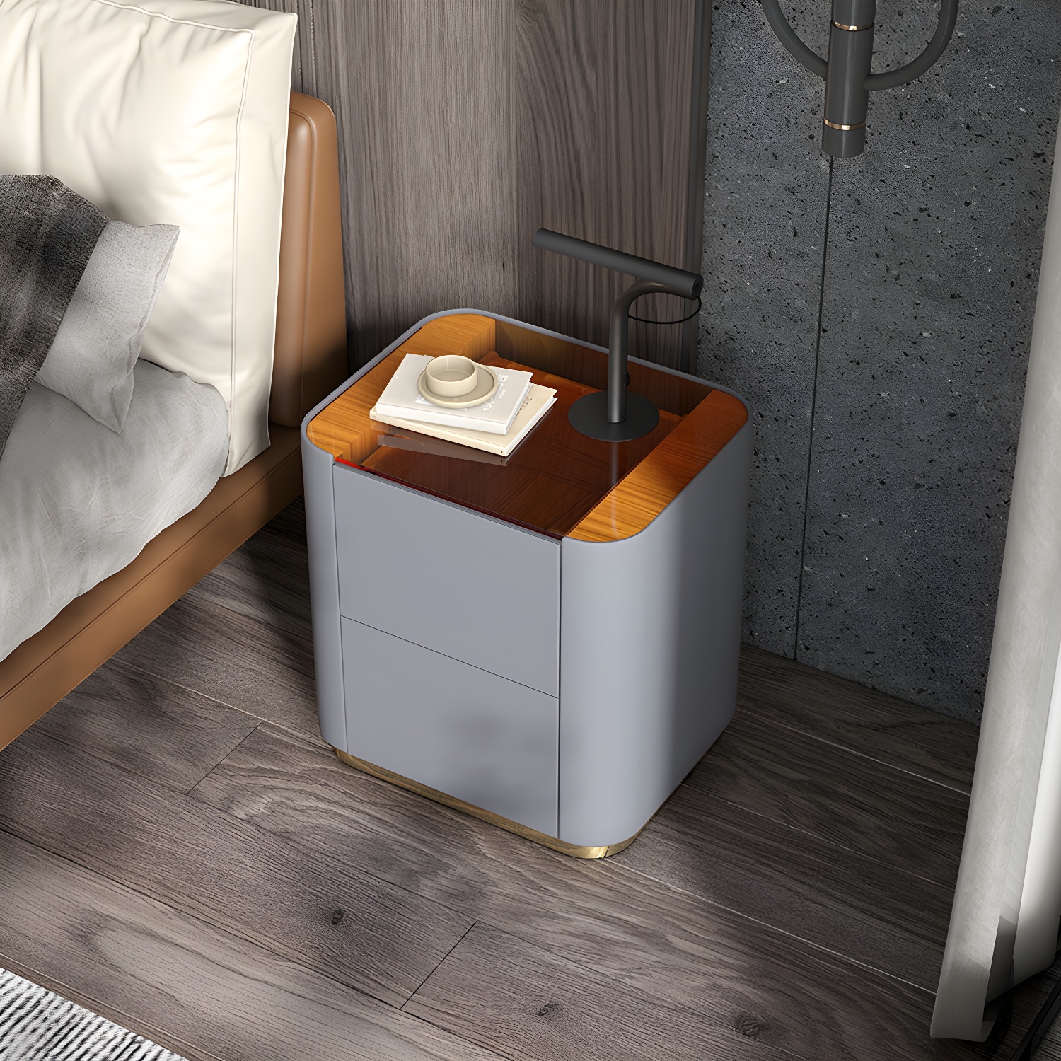 Modern Glass-Top Nightstand | Ormau - image 5