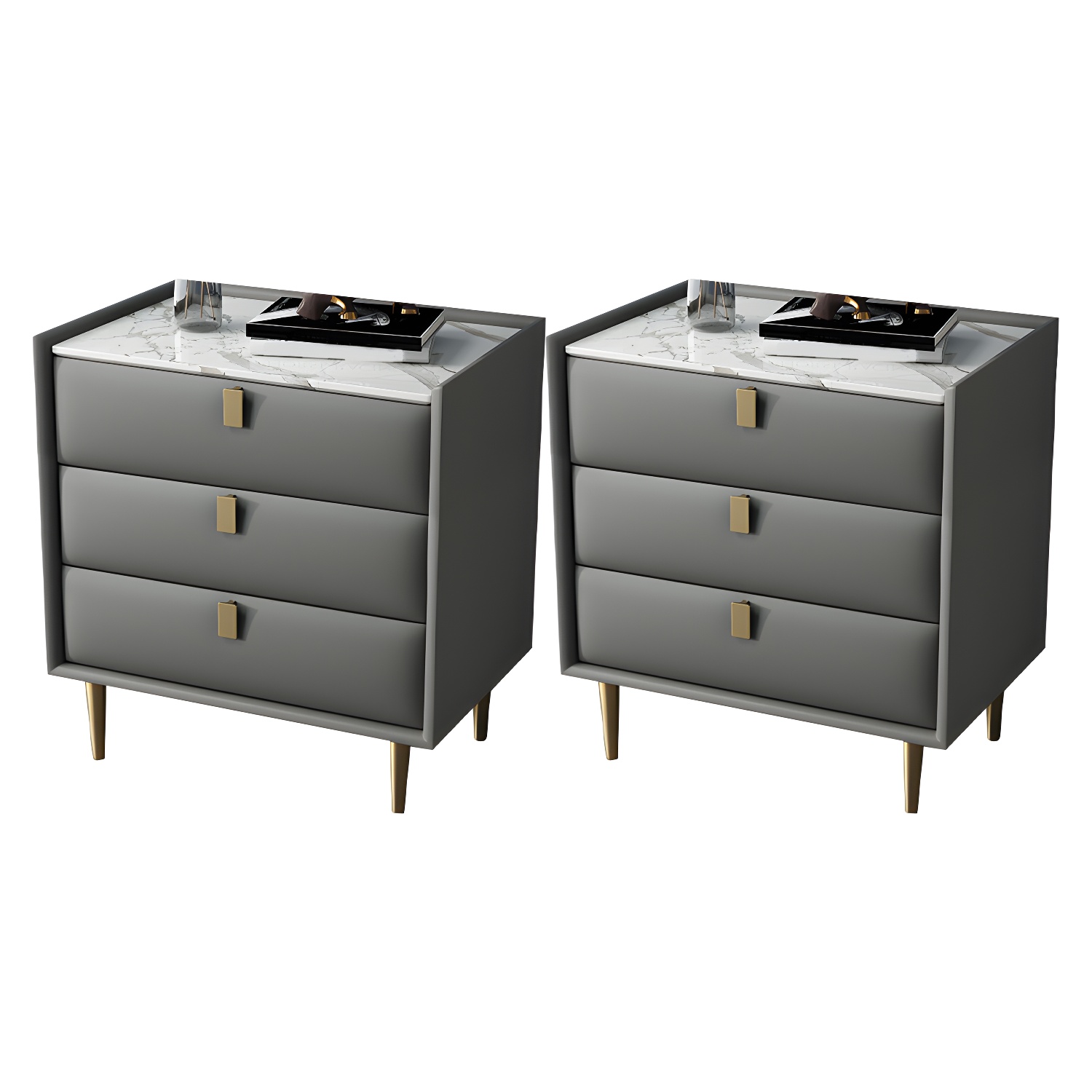 Modern Faux Leather Nightstand | Ormau - image 18