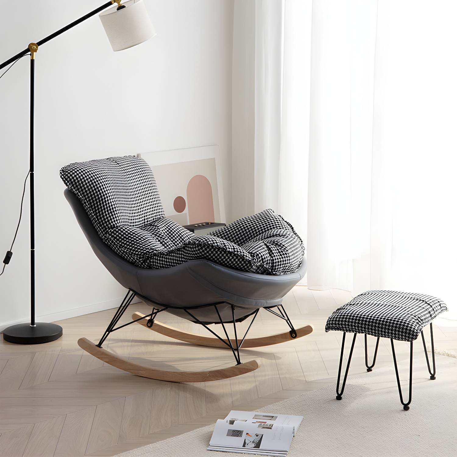 Modern Rocking Chair & Ottoman Set | Ormau - image 11