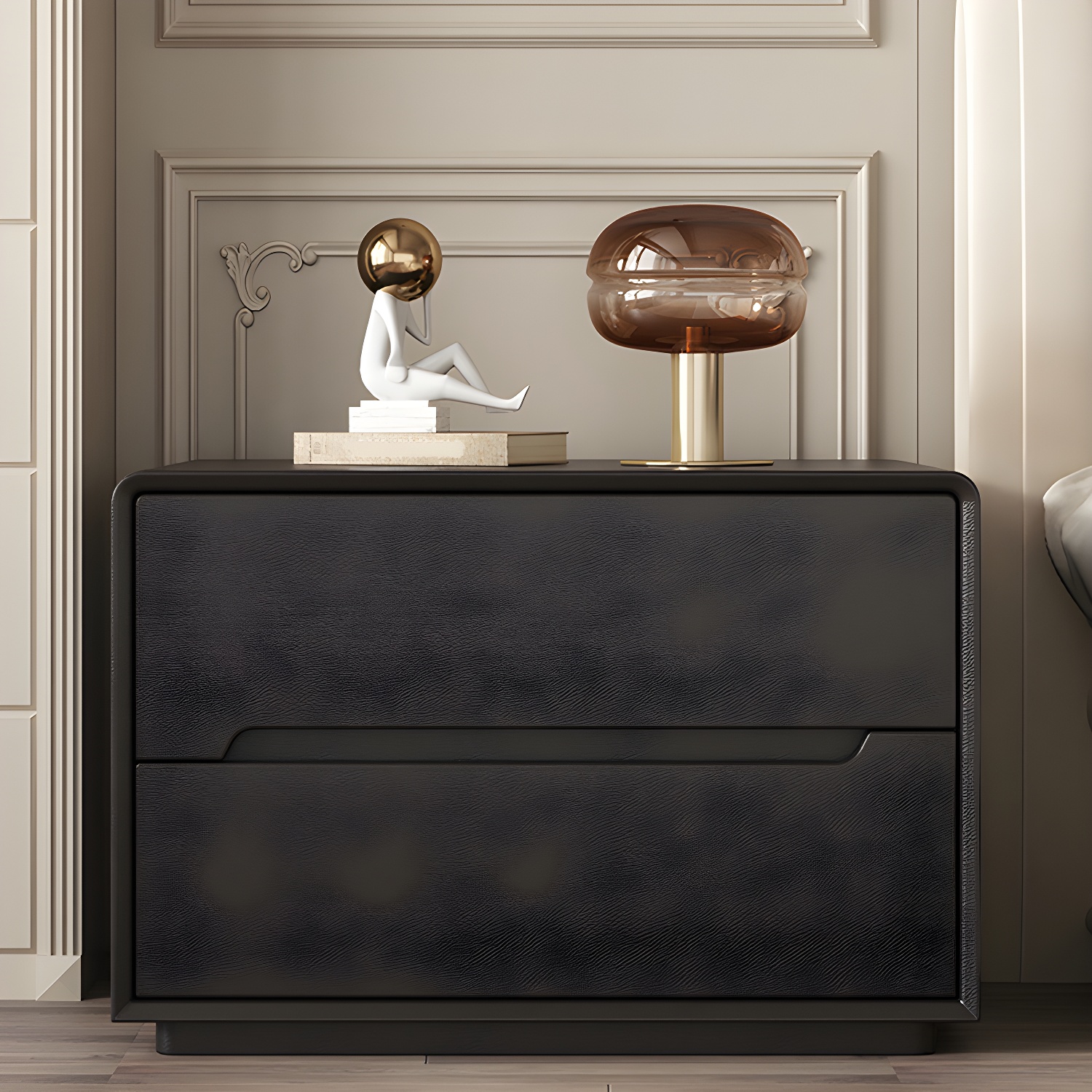 Modern Faux Leather Nightstand | Ormau - image 1
