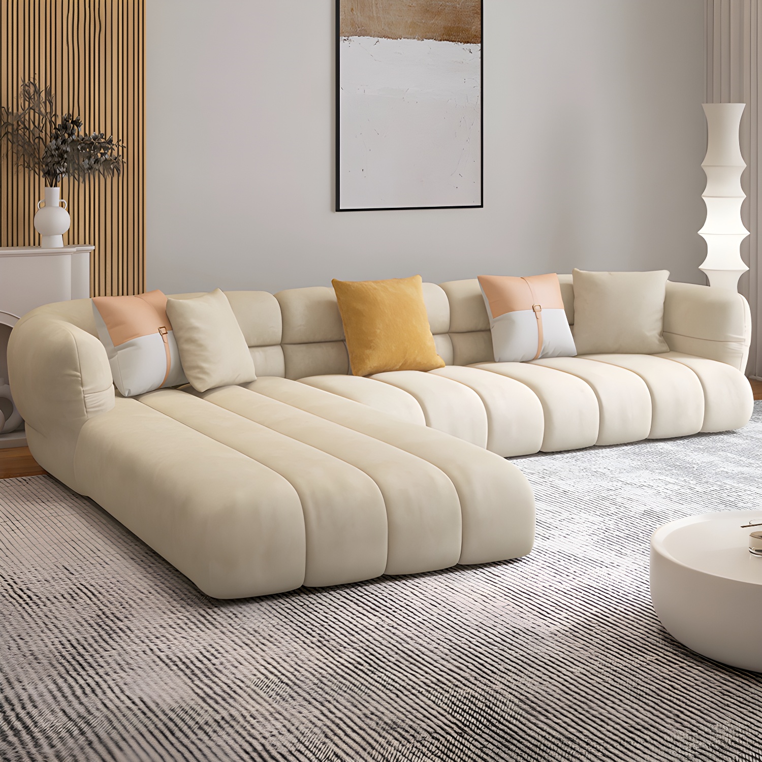 Beige L-Shape Sectional Sofa with Storage | Ormau - image 4