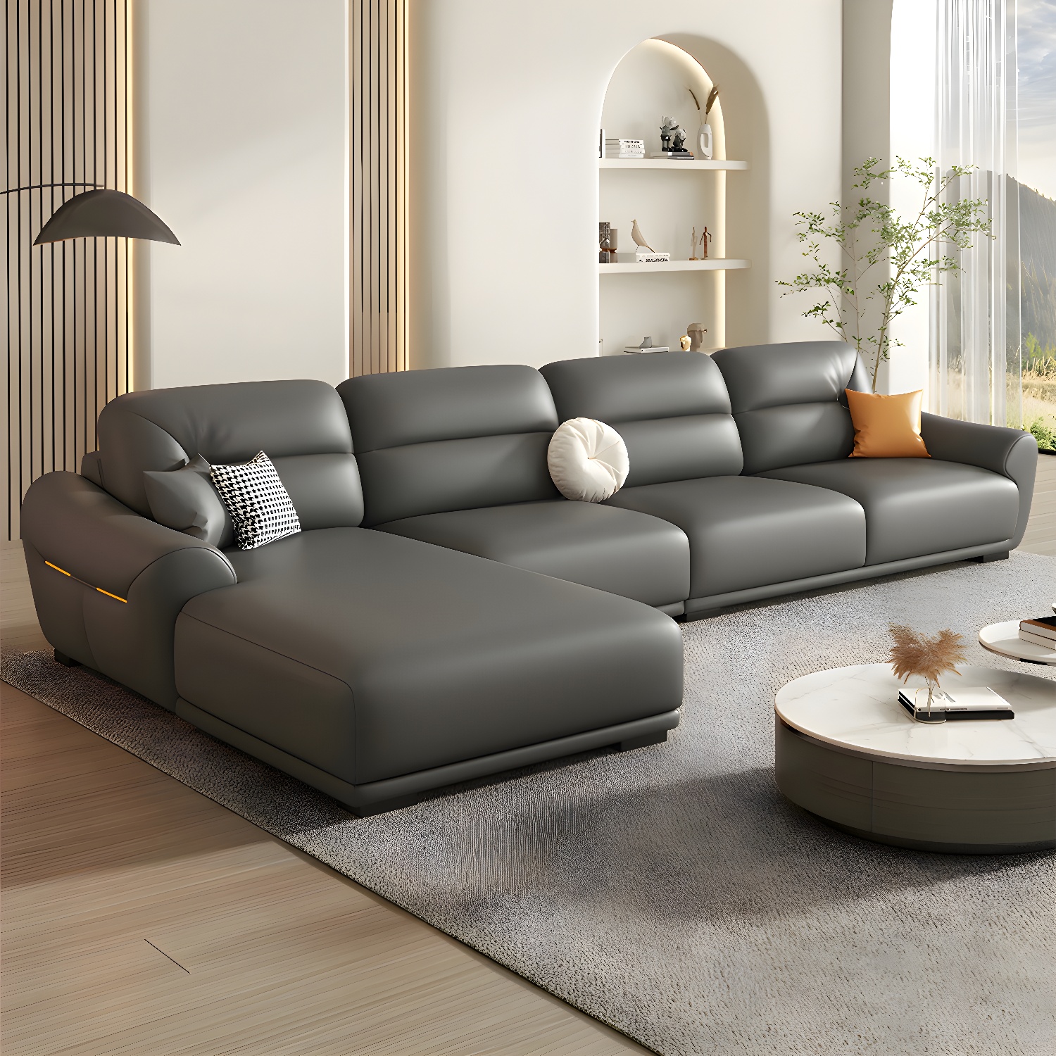 Modern Leather Sectional Sofa | Ormau - image 1