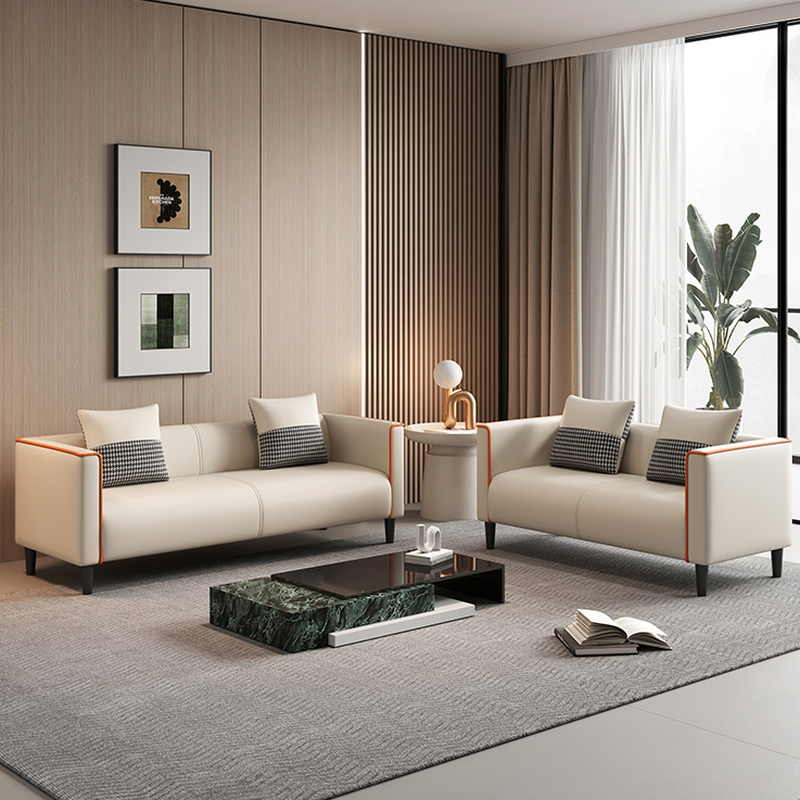 Trendy Solid Color Water Resistant Standard Sofa/Loveseat in Grey/Beige/Amber with Arm, Seats 3/2 People, and 2 Pillows - image 9