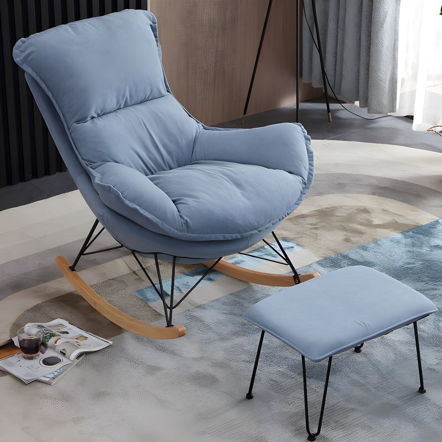 Wingback Rocking Chair & Ottoman | Ormau - image 1