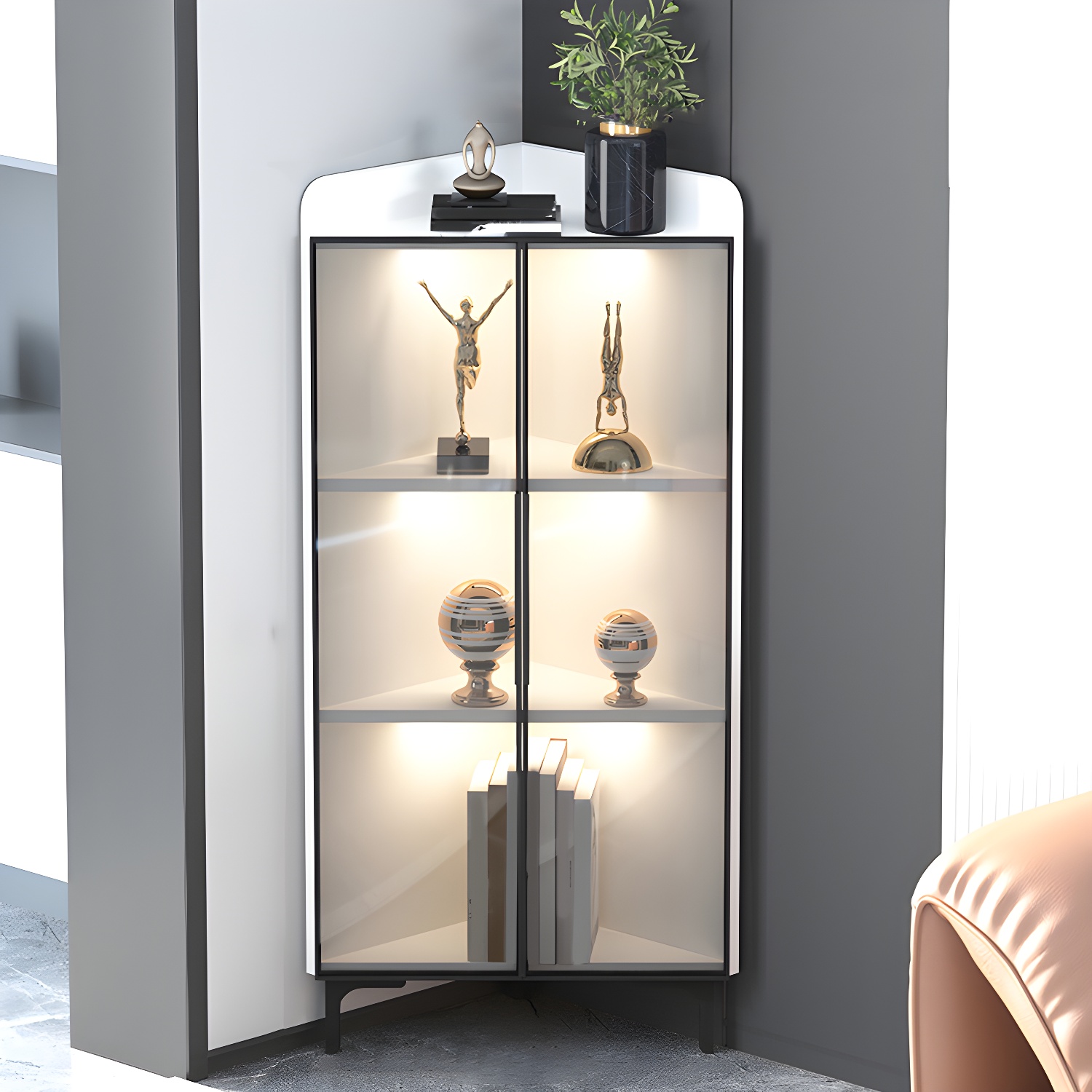 Scandinavian Corner Cabinet with Glass Doors | Ormau - image 2