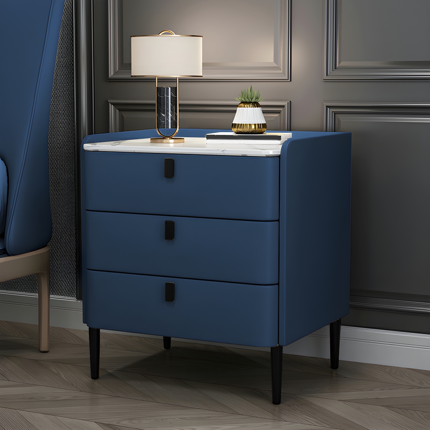 Glam Nightstand with Stone Top | Ormau - image 4