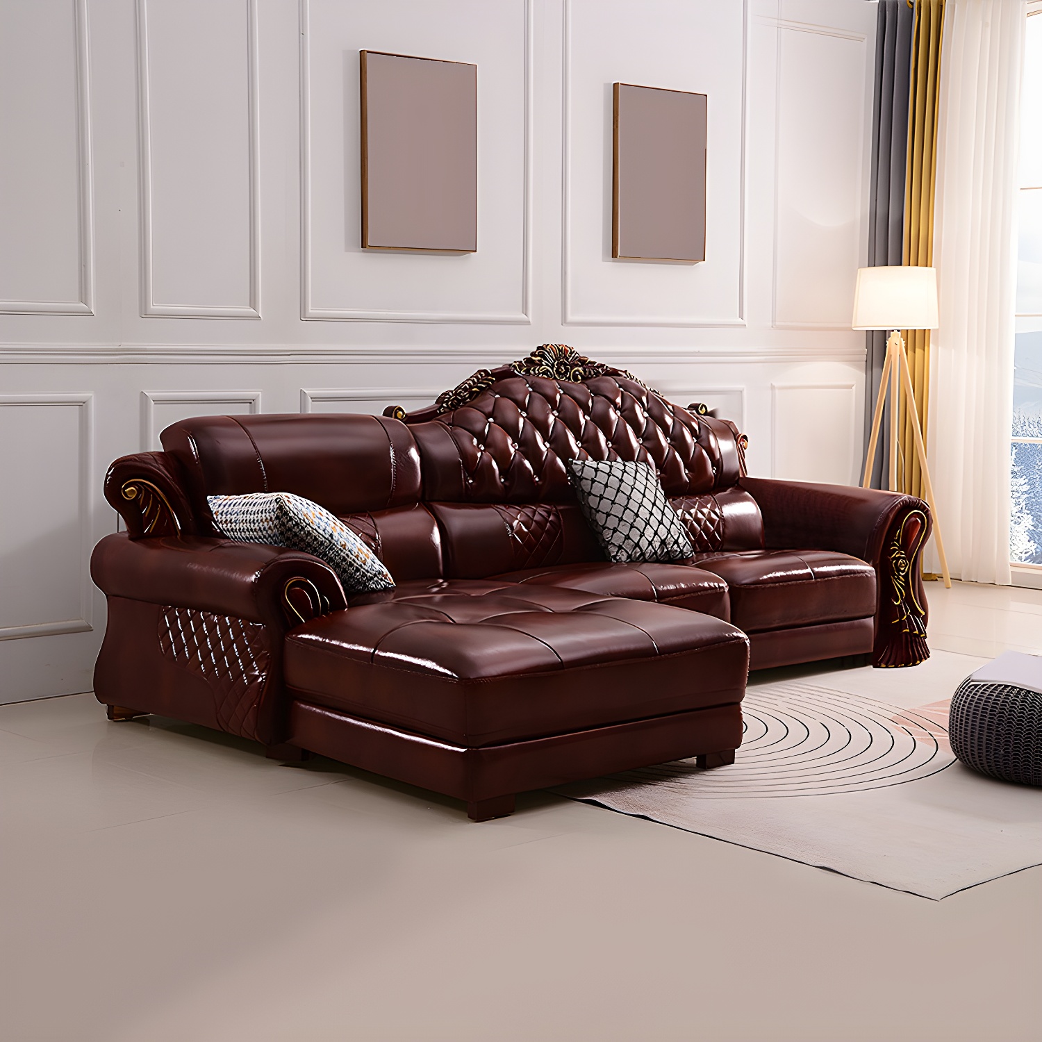 Rolled Arm Leather Sectional | Ormau - image 4