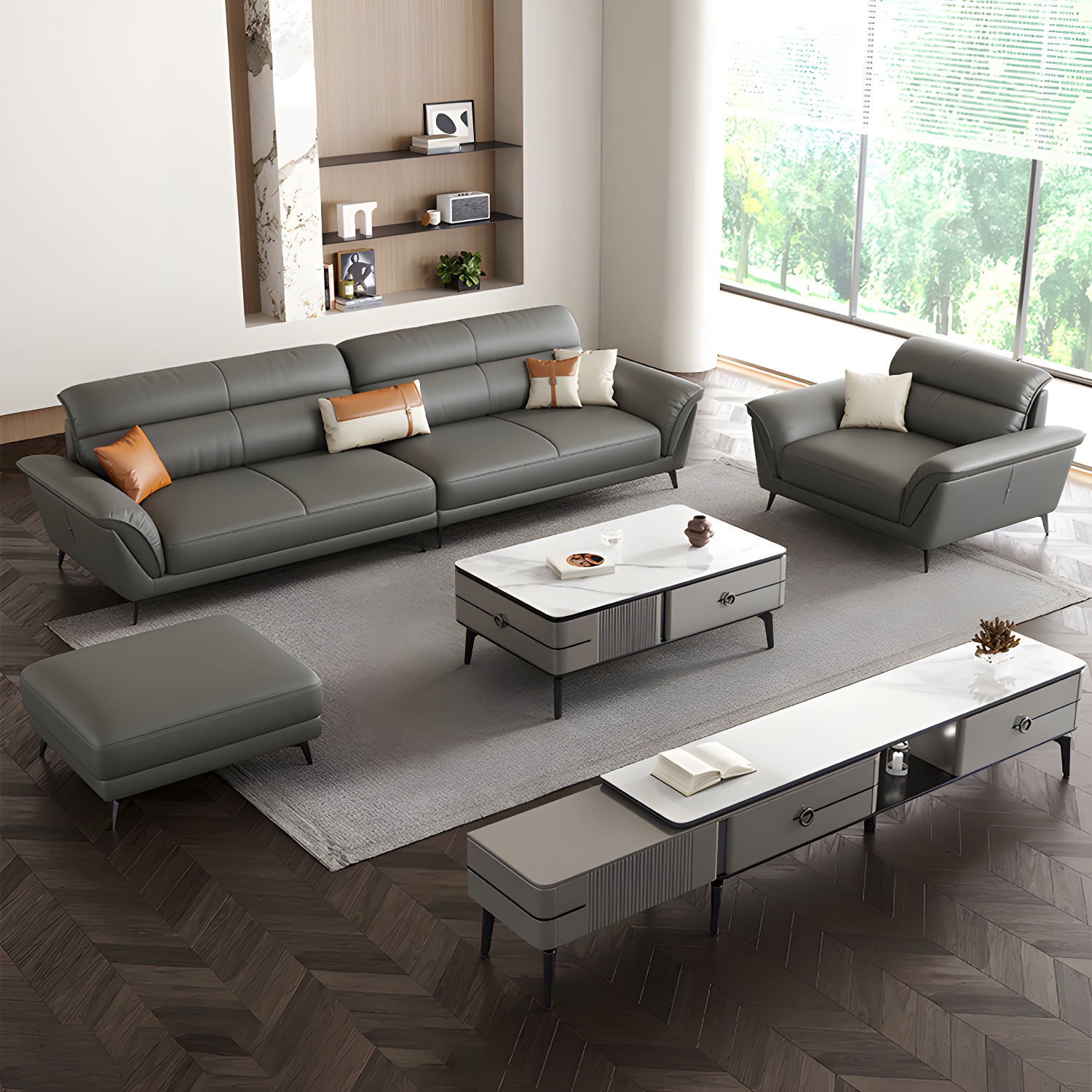 Modern Flared-Arm Sectional | Ormau - image 4