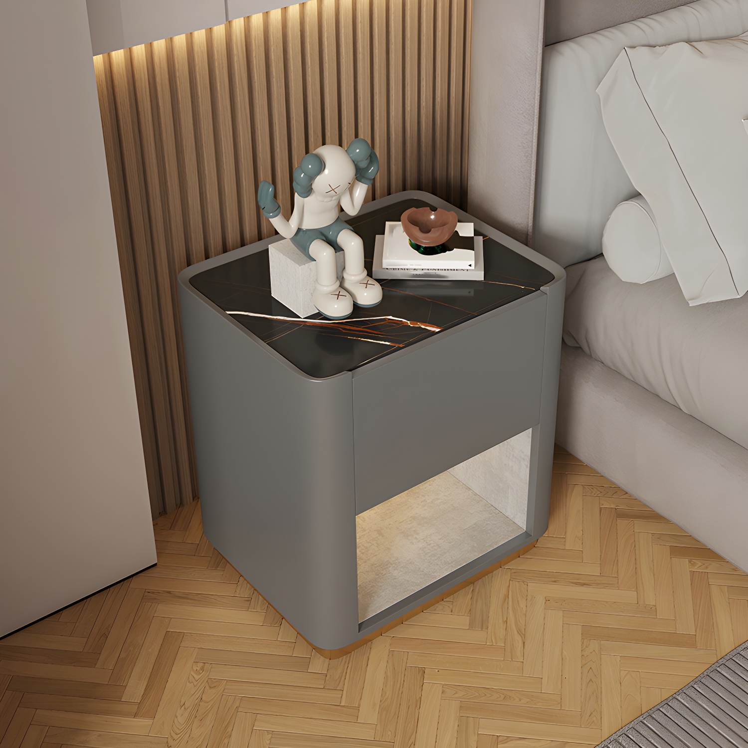 Modern Stone & Wood Nightstand | Ormau - image 3