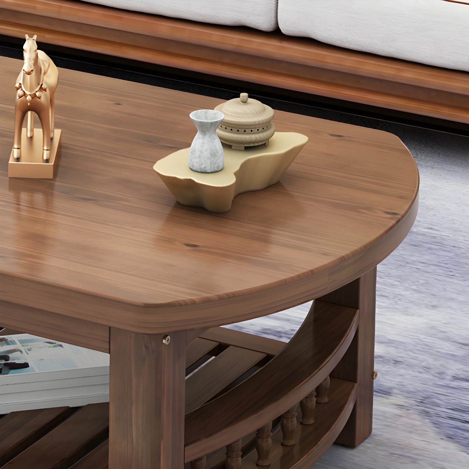 Solid Wood Coffee Table with Storage | Ormau - image 12