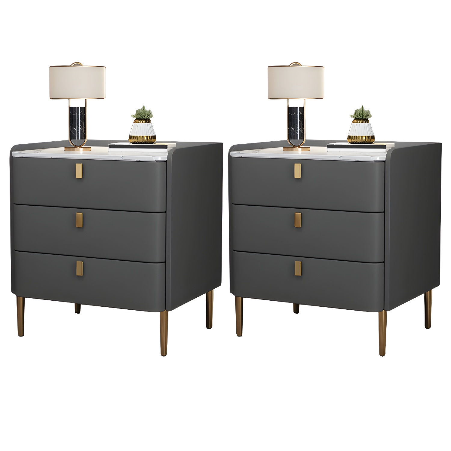 Glam Nightstand with Stone Top | Ormau - image 34