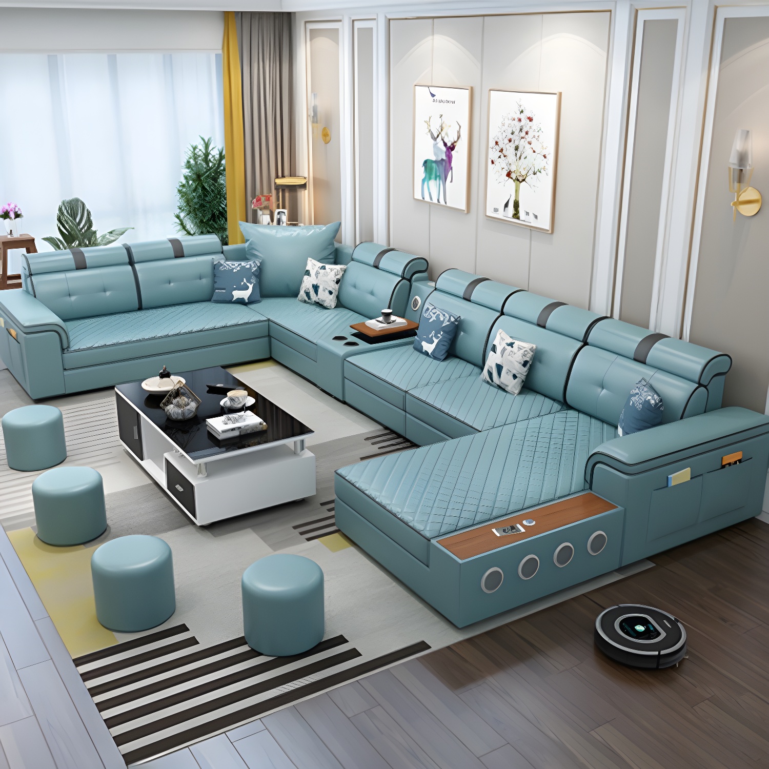 Modern Pillow Top Arm Sectional | Ormau - image 6