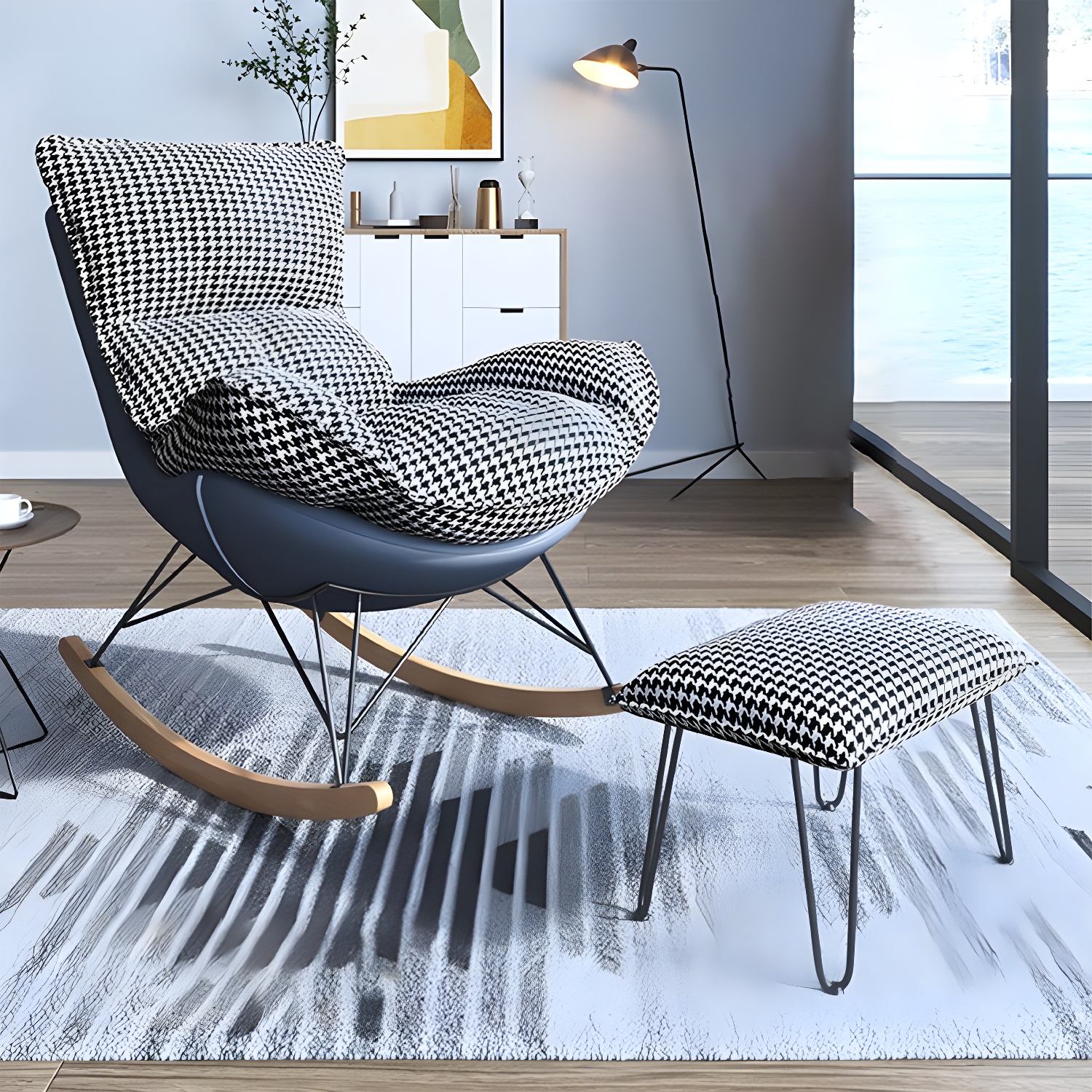 Rocking Accent Chair with Ottoman | Ormau - image 3