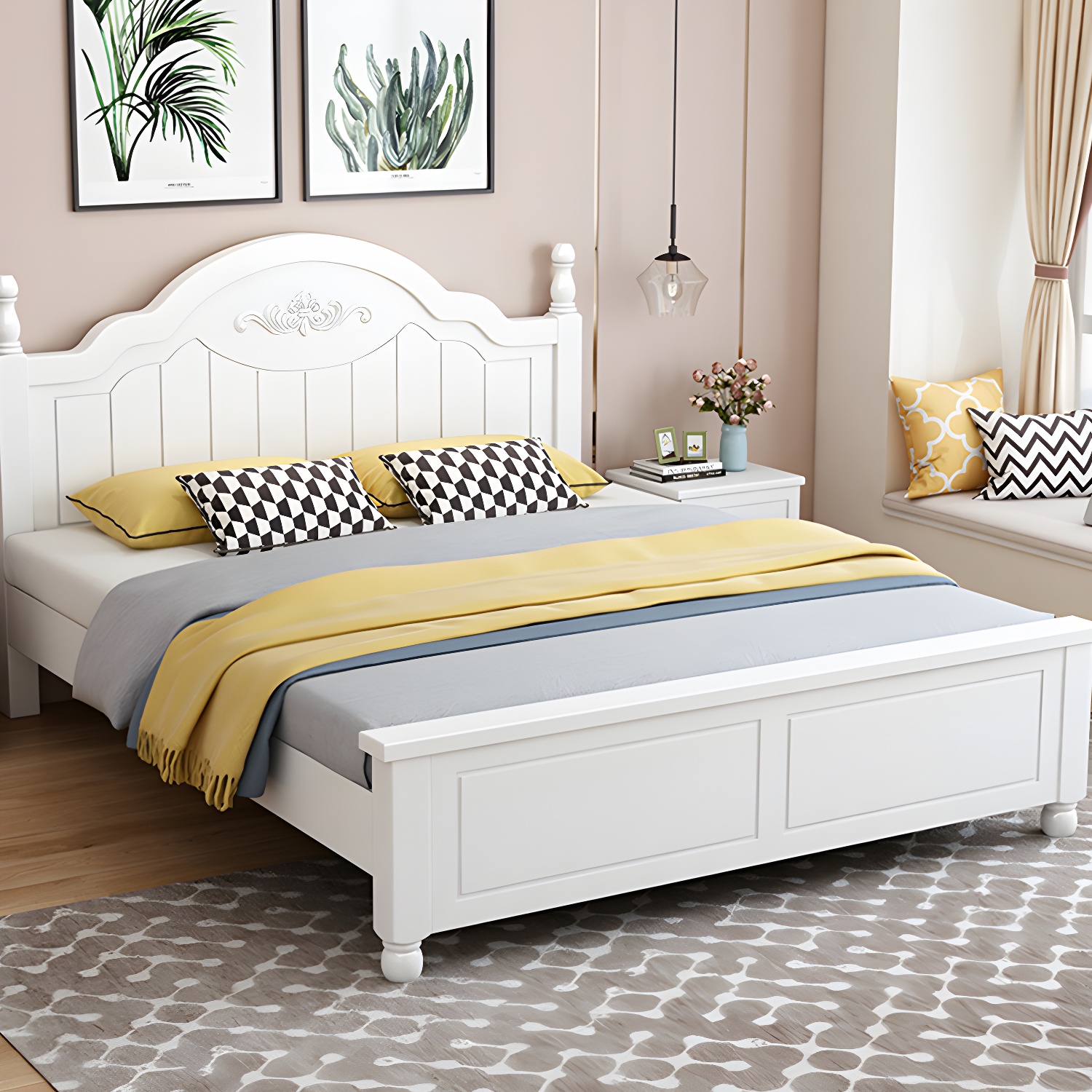 Modern White Bed Frame with Headboard | Ormau - image 4