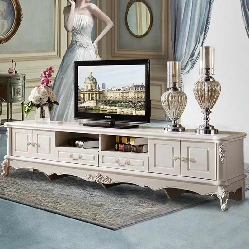 White Wood TV Stand with Cable Management | Ormau - image 2