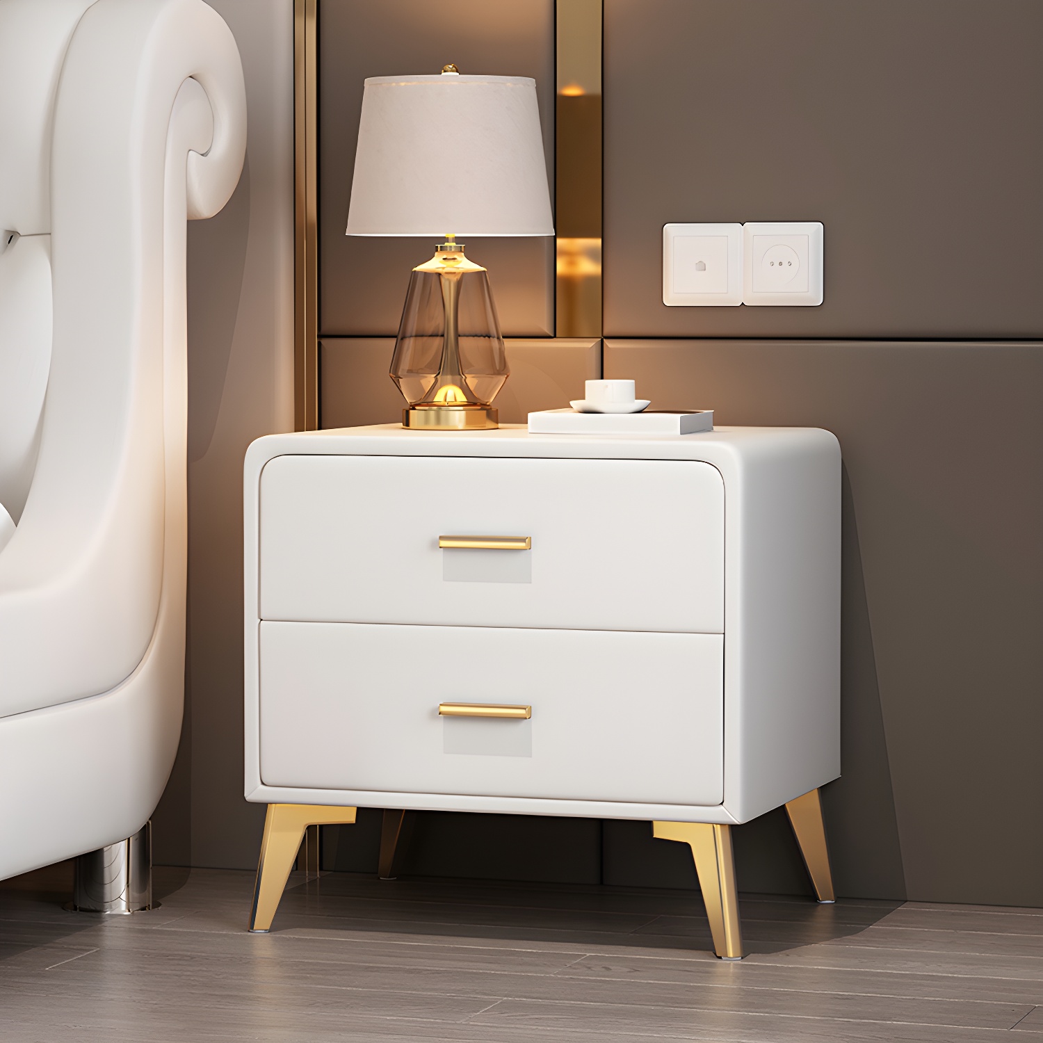 Modern Faux Leather Nightstand | Ormau - image 12