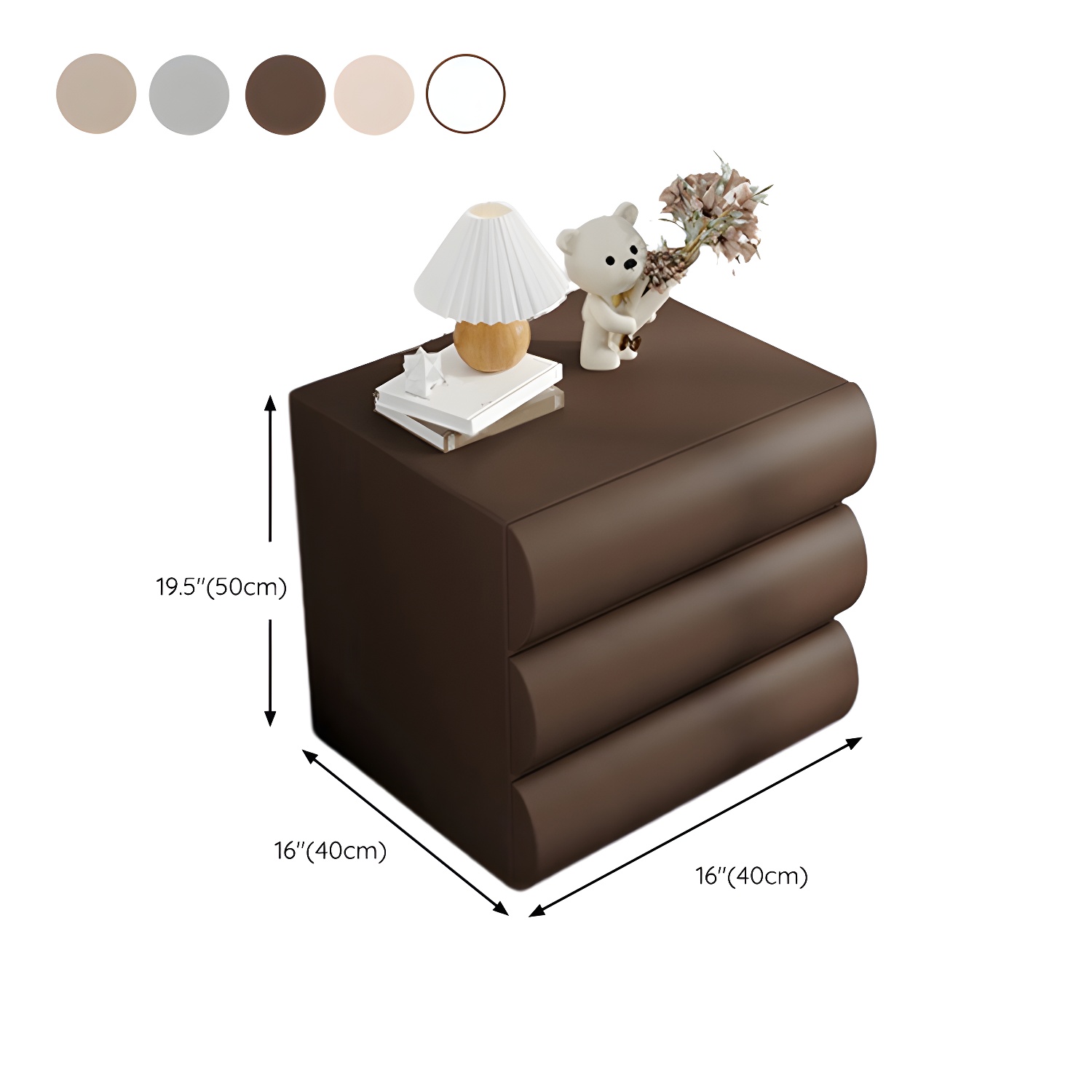 Modern Wood Nightstand with Faux Leather | Ormau - image 9