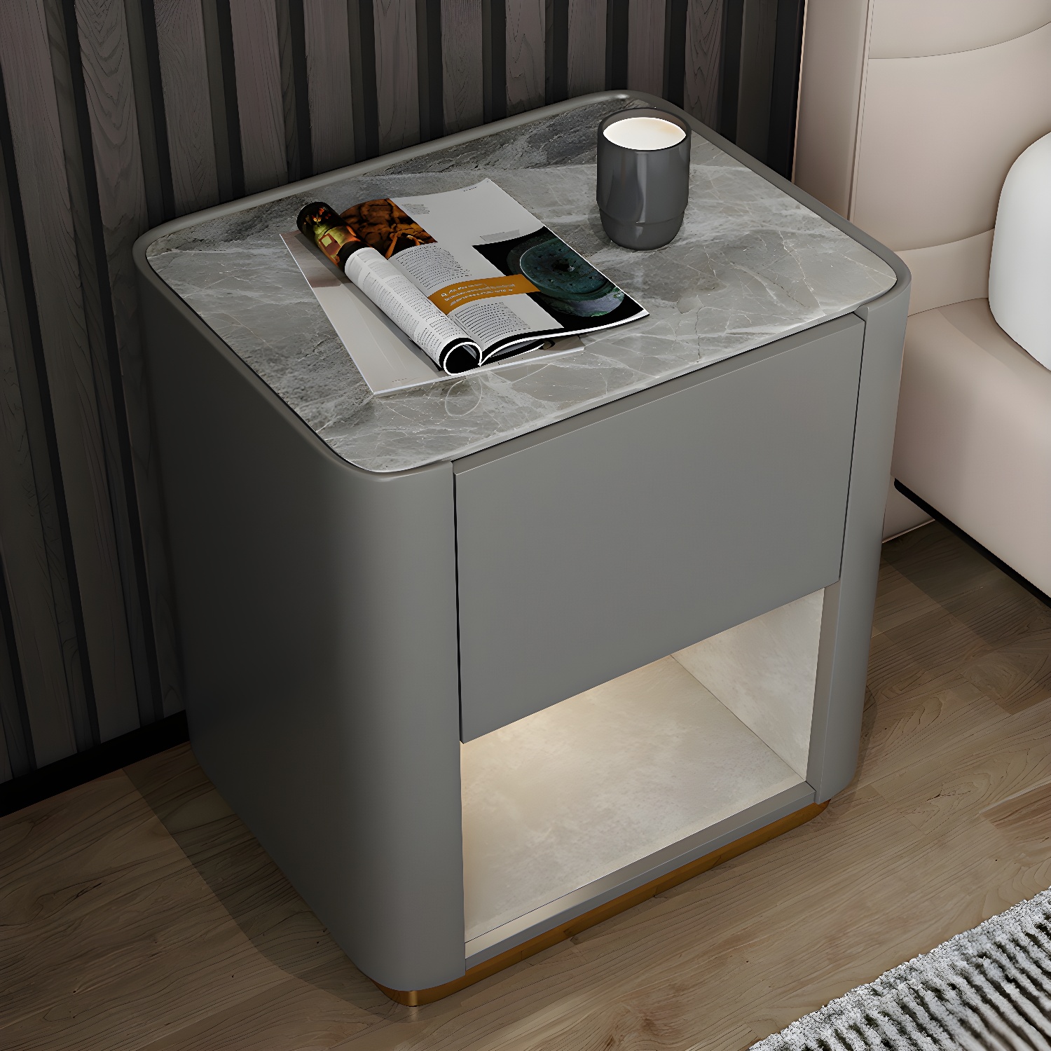 Modern Stone & Wood Nightstand | Ormau - image 26