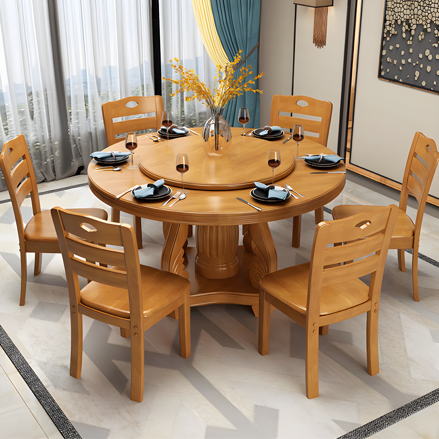 Turntable Pedestal Dining Table | Ormau - image 3