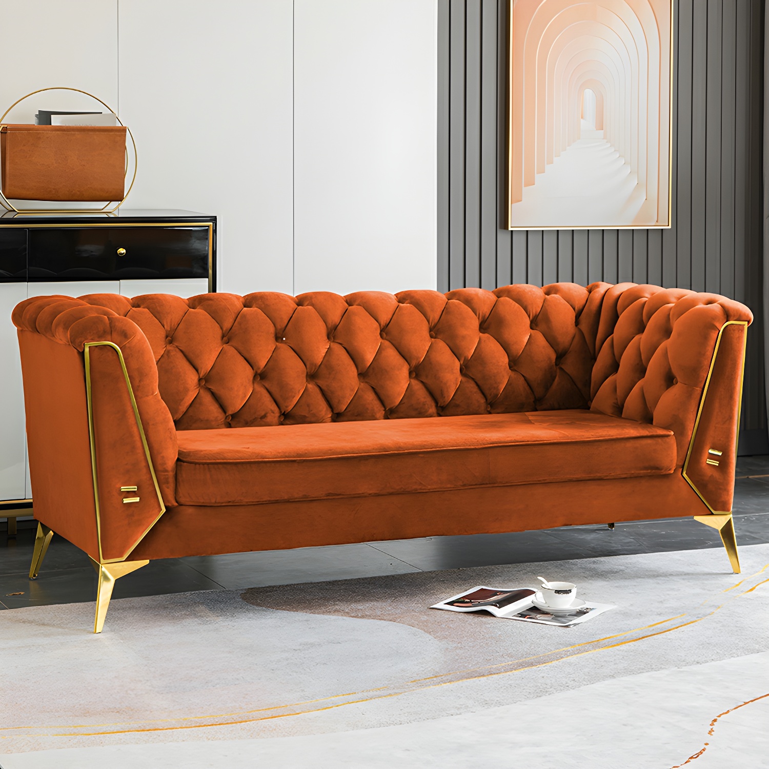 Glam Wood Frame Sofa | Ormau - image 31