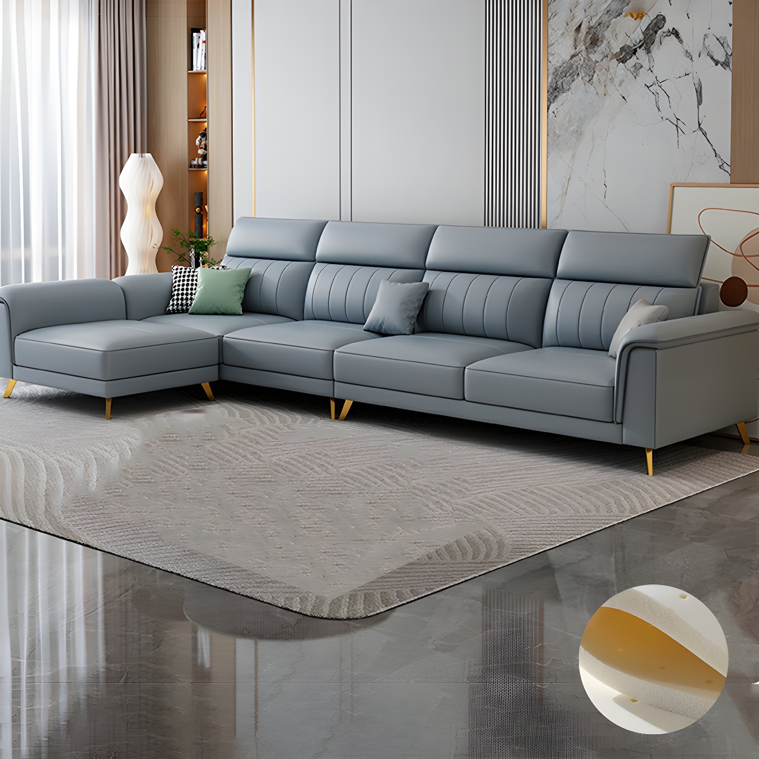 Modern Flared-Arm Sectional | Ormau - image 35