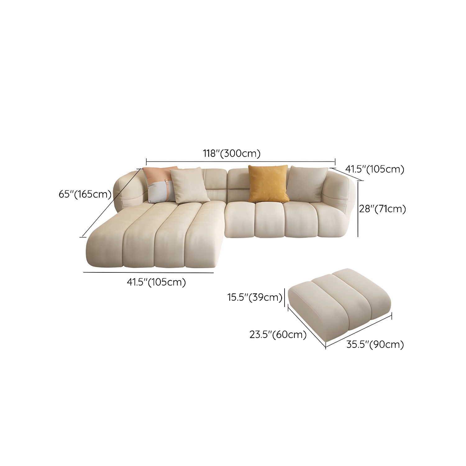 Beige L-Shape Sectional Sofa with Storage | Ormau - image 18