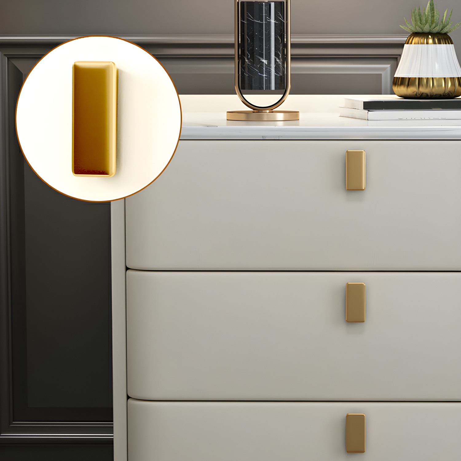 Glam Nightstand with Stone Top | Ormau - image 26