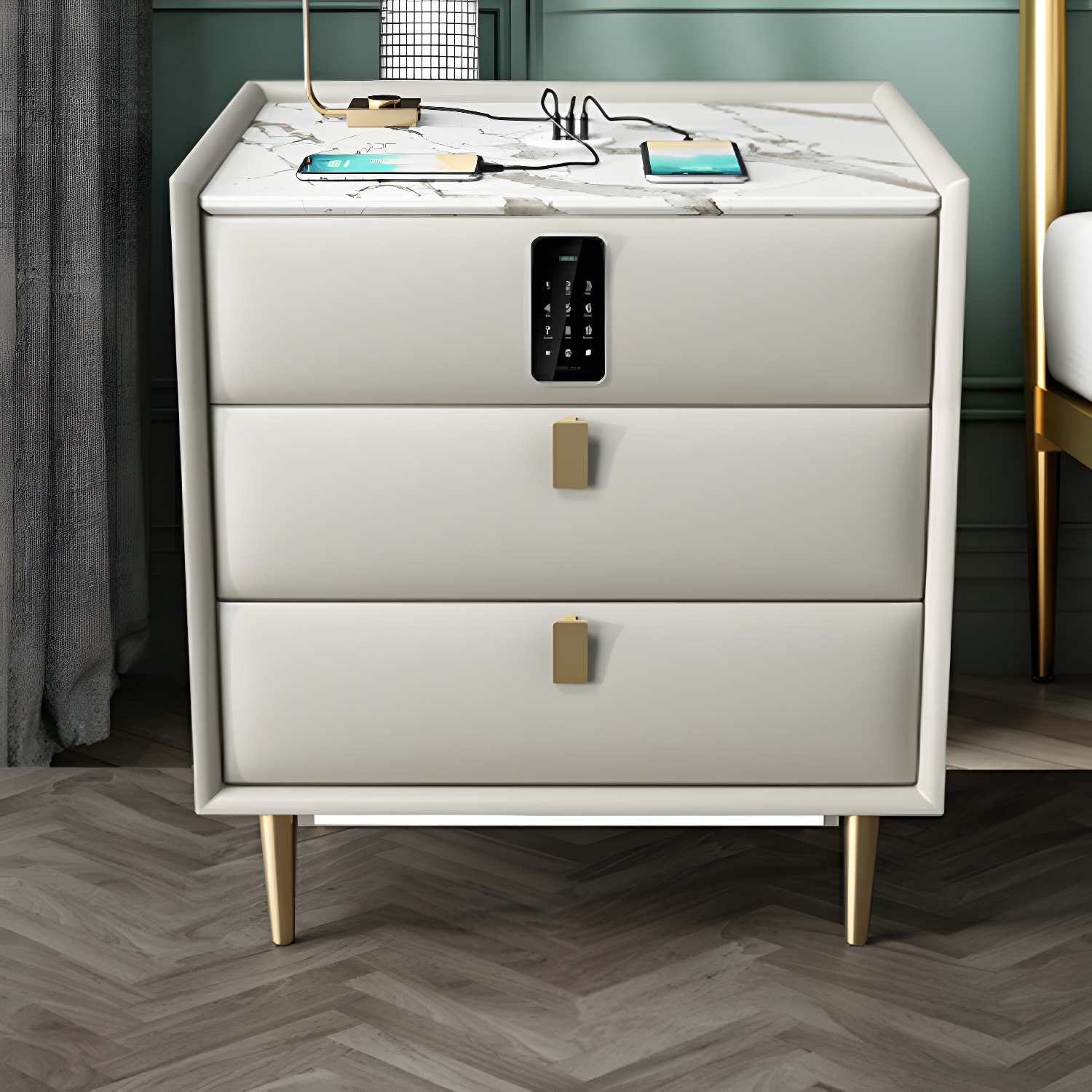 Modern Faux Leather Nightstand | Ormau - image 10