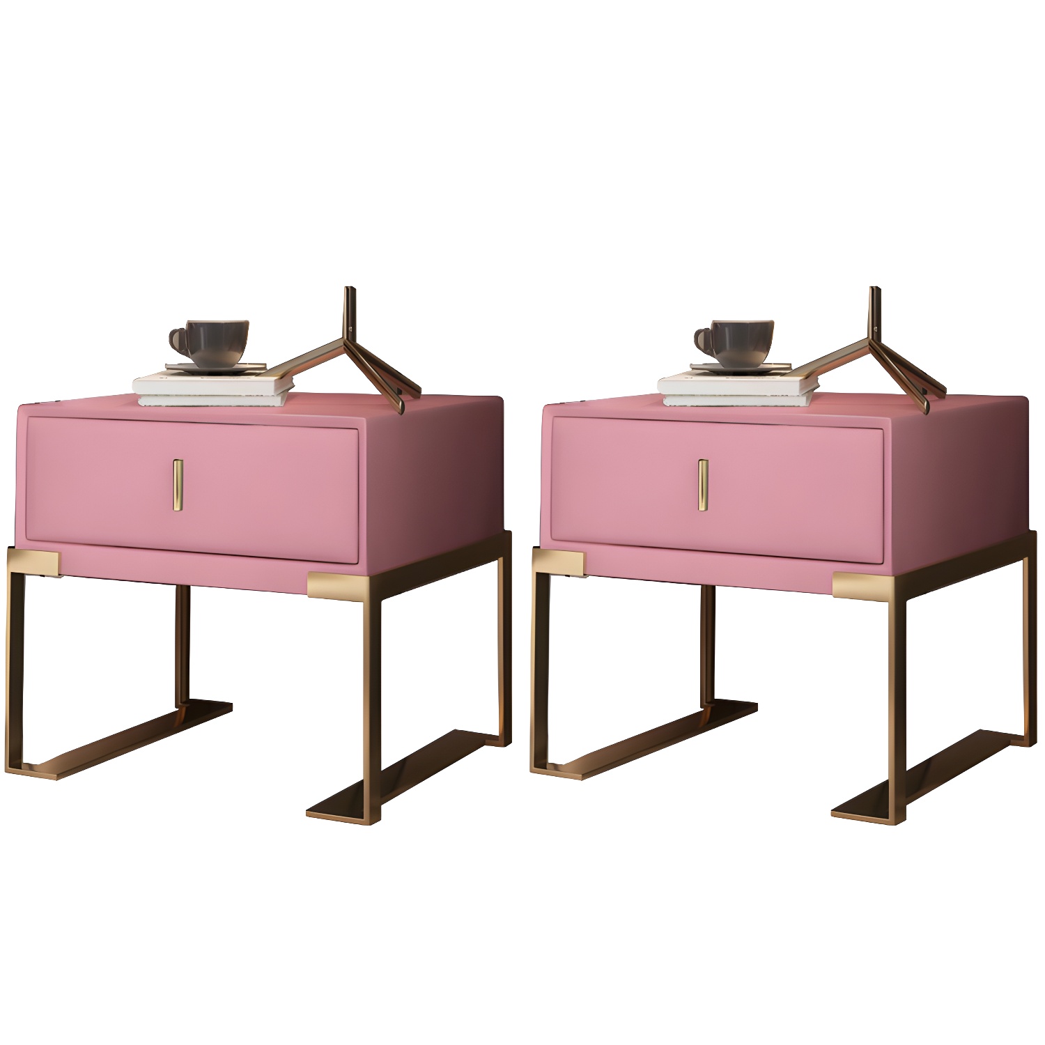 Leather Nightstand with Metal Legs | Ormau - image 44